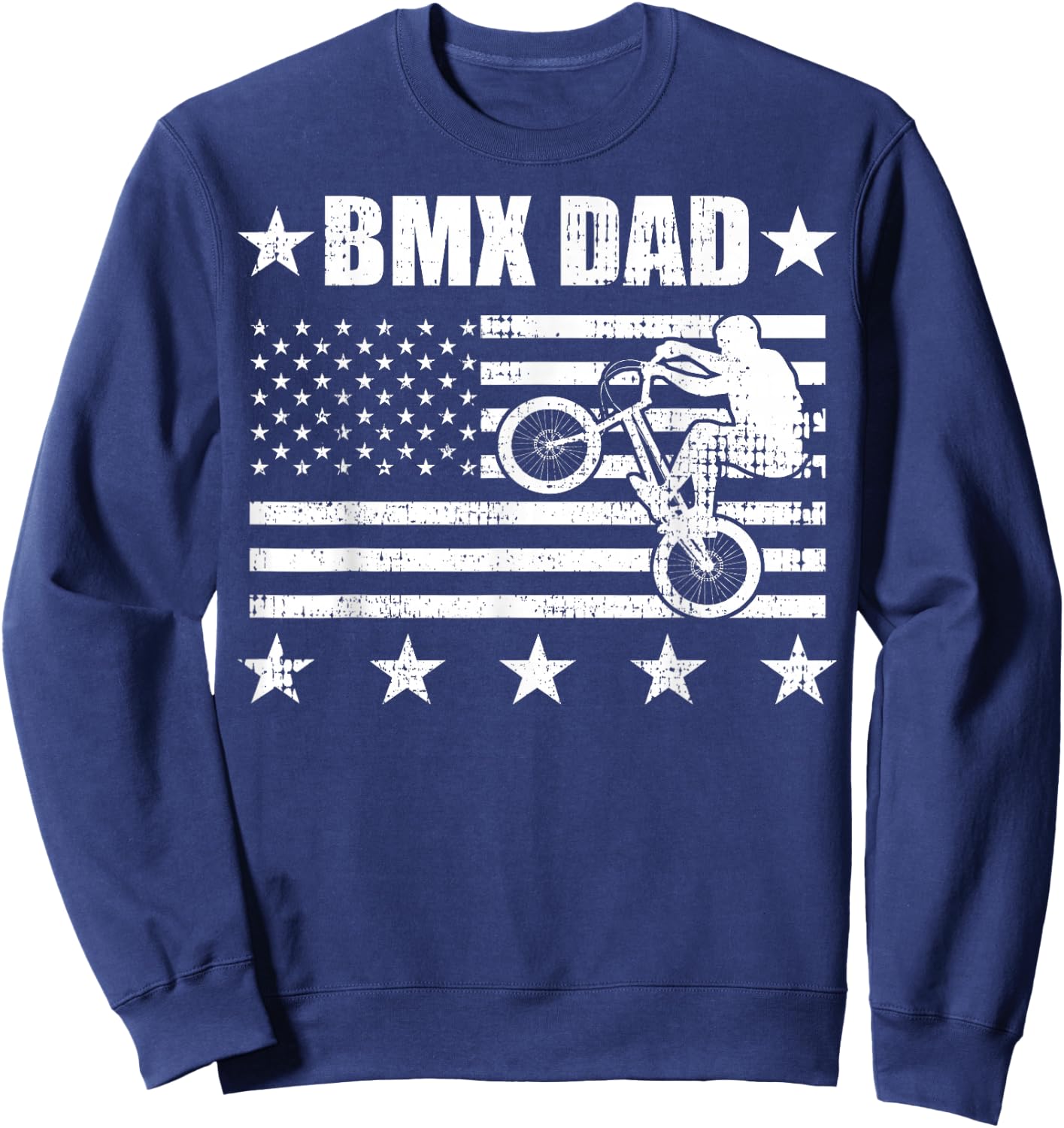 BMX DAD American Flag Vintage Fathers Day Retro USA Kids Men Sweatshirt - Sweatshirt | Navy