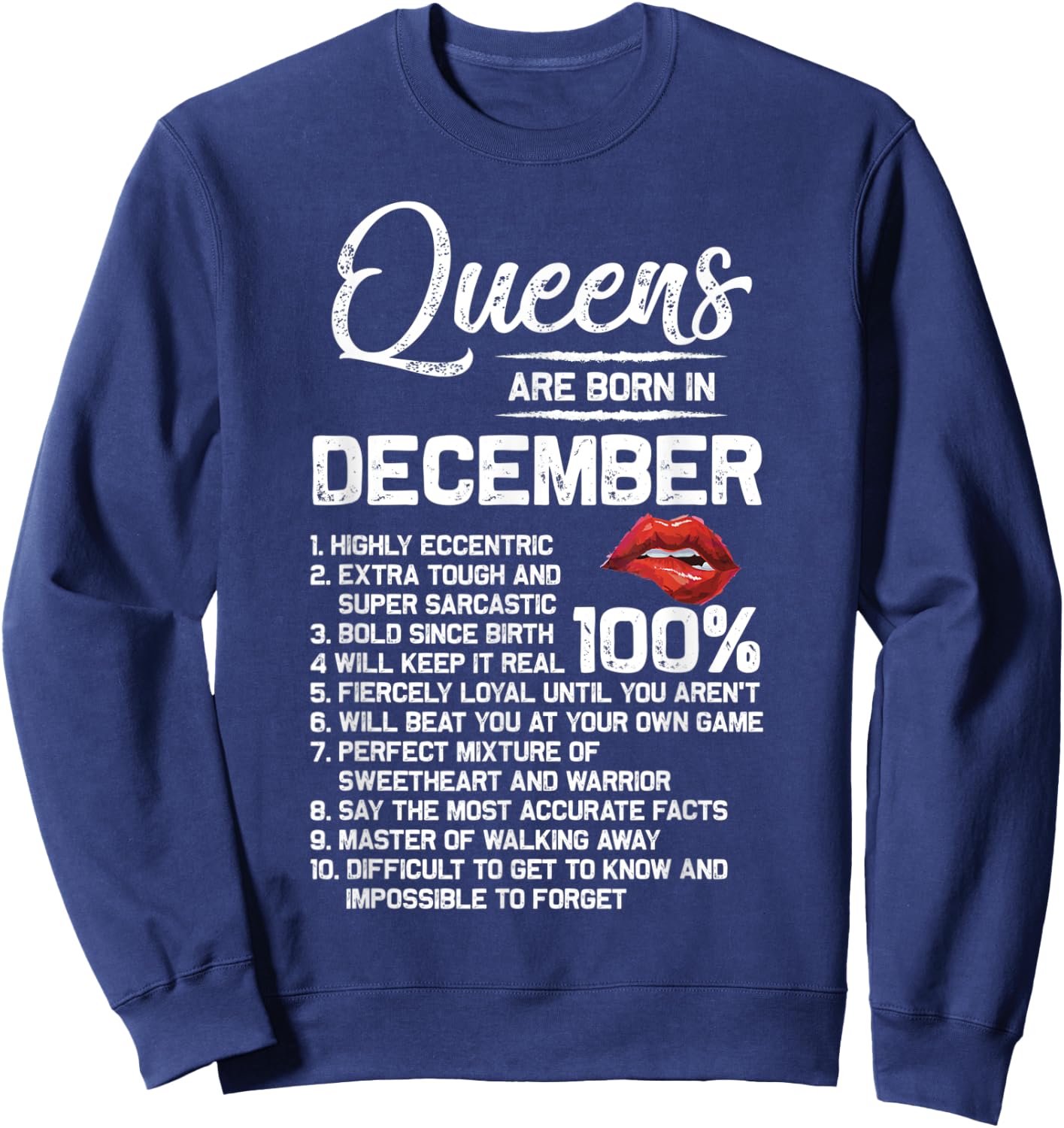 Queens Are Born in December Birthday Gifts Sweatshirt - Sweatshirt | Navy
