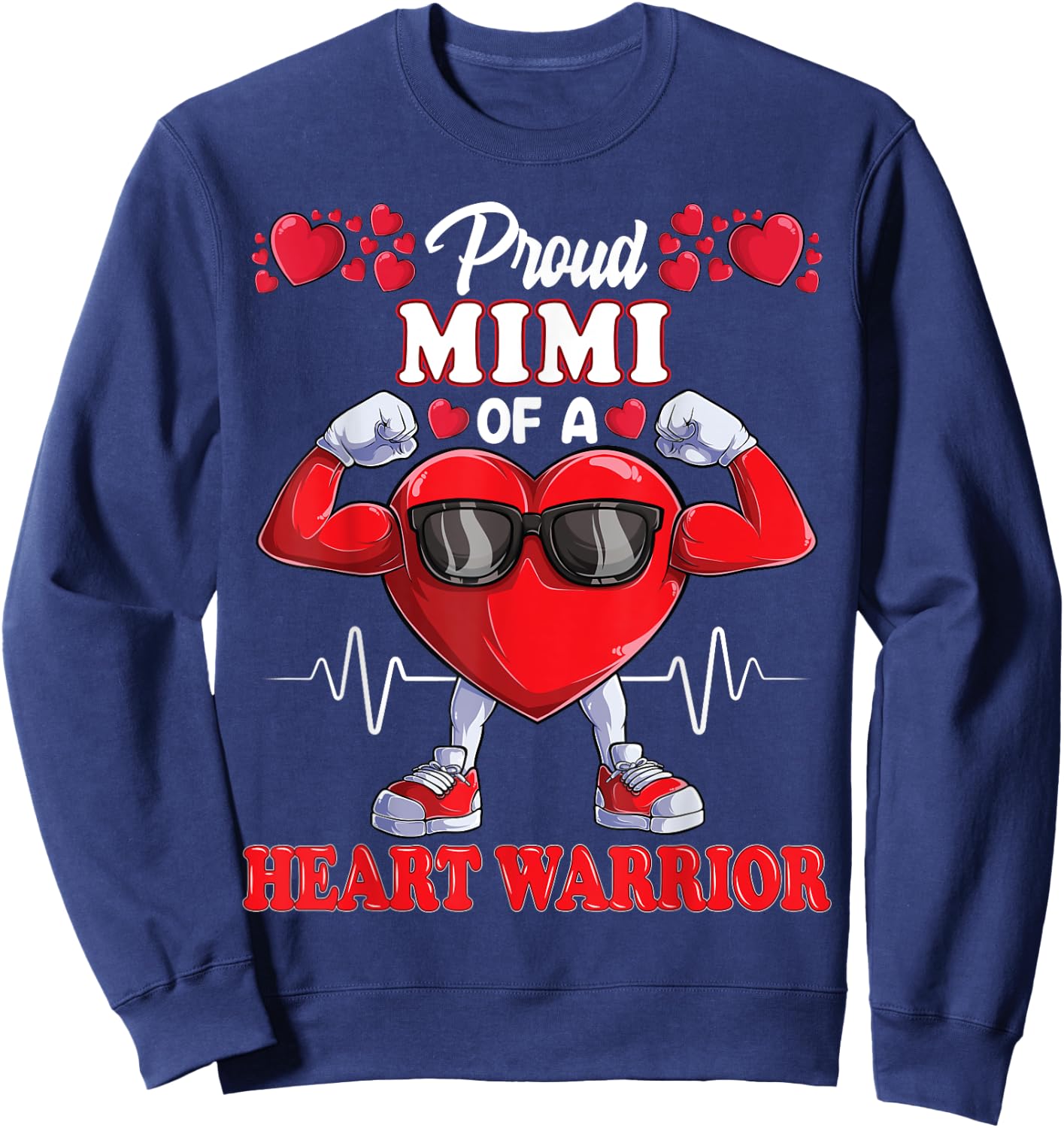 Proud Mimi of a Heart Warrior CHD Awareness Sweatshirt - Sweatshirt | Navy