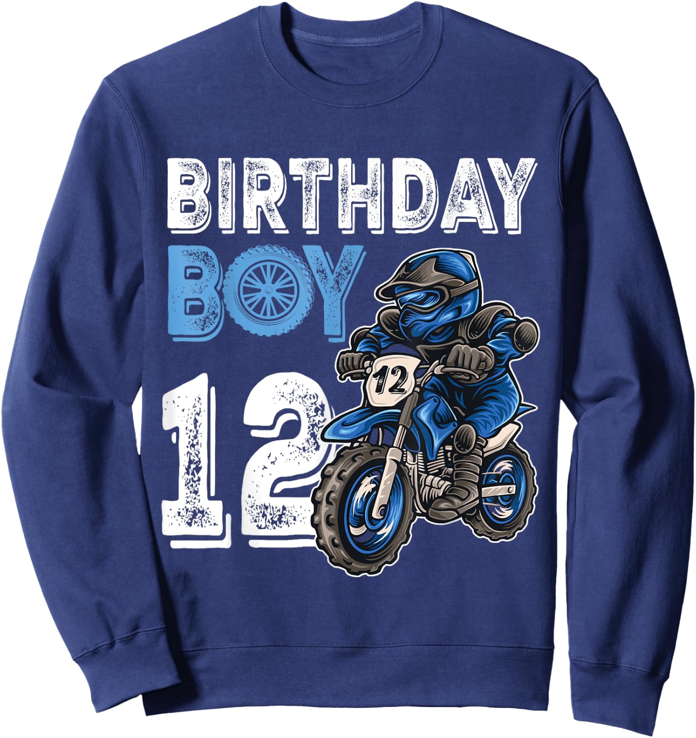 Motocross MX 12th Gift 12 Year Old Dirt Bike Birthday Party Sweatshirt - Sweatshirt | Navy