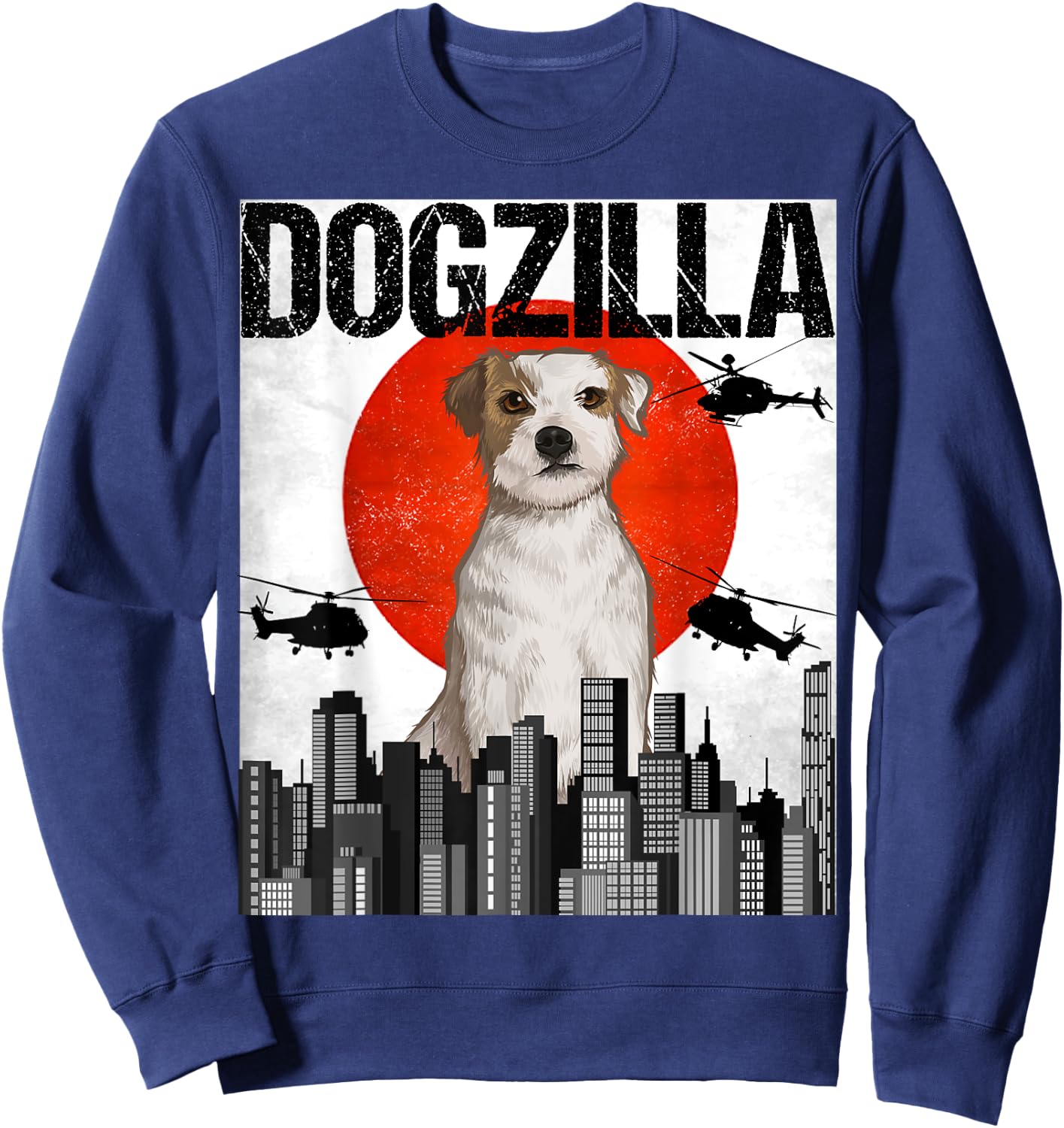 Funny Vintage Japanese Dogzilla Parson Russell Terrier Sweatshirt - Sweatshirt | Navy
