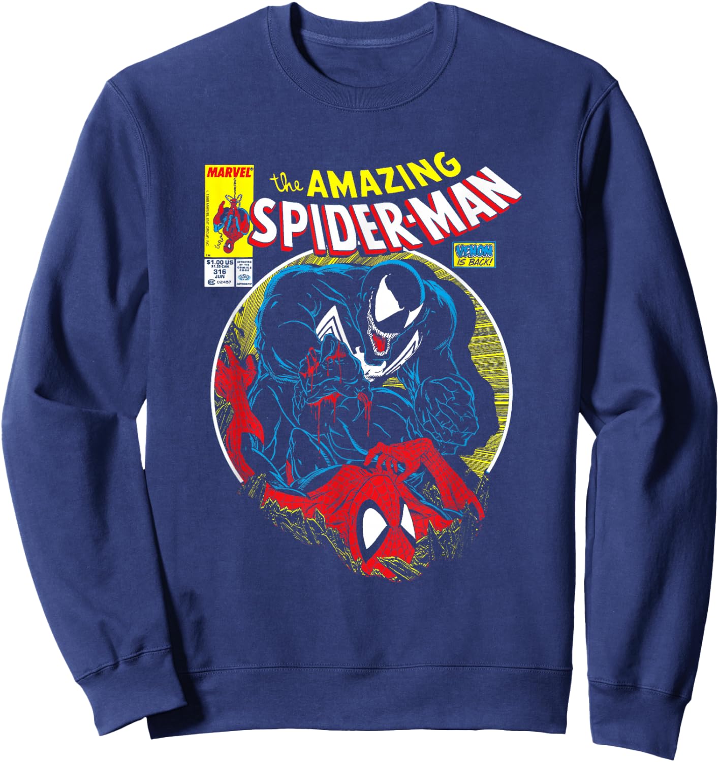 Marvel Spider-Man VS Venom Bloody Battle Comic Cover Sweatshirt - Sweatshirt | Navy