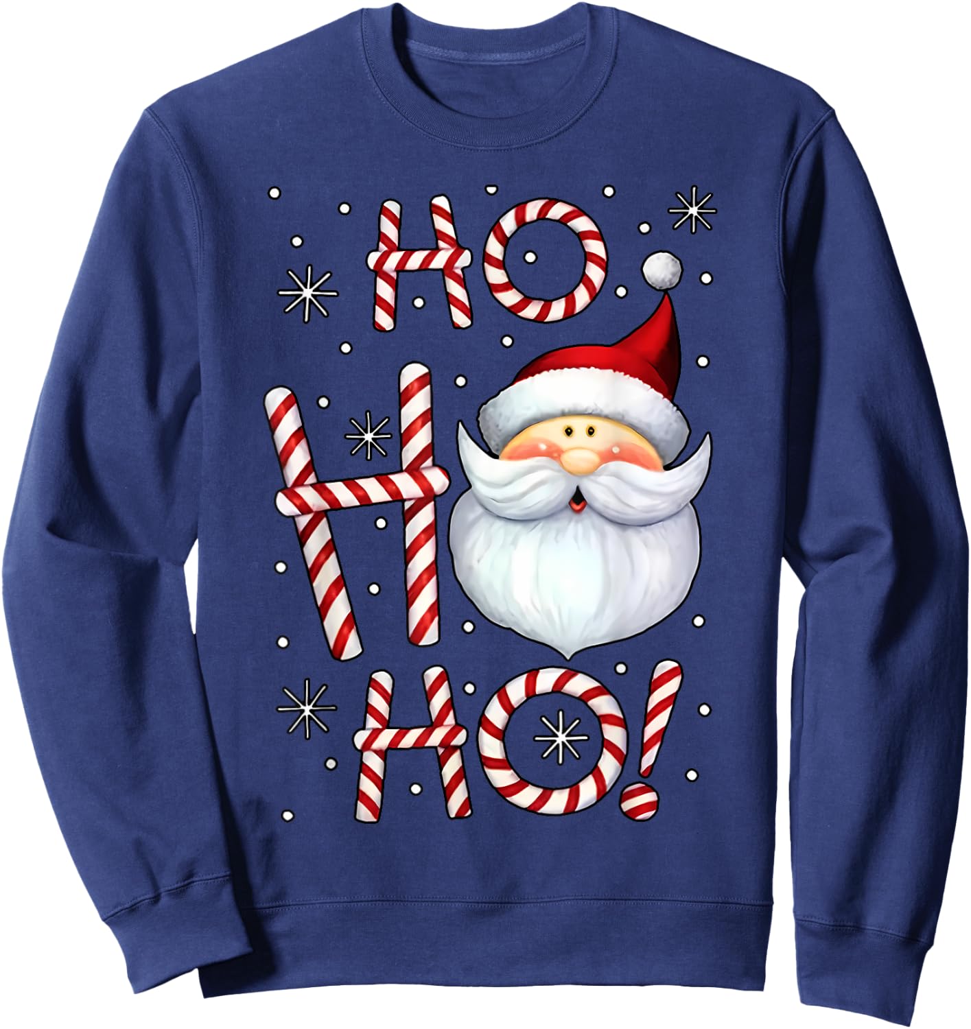 Christmas Santa Claus Candy Cane by Christmas Santa Claus Candy Cane for -Adults & Kids, Black, Small, Short Sleeve Sweatshirt - Sweatshirt | Navy