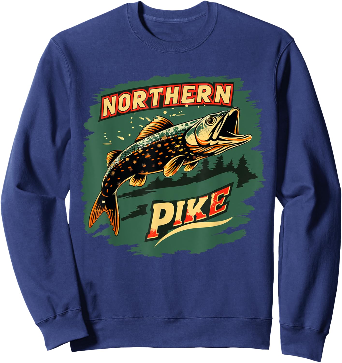 Cool Pike Fish Costume for Fishing Boys and Girls Sweatshirt - Sweatshirt | Navy