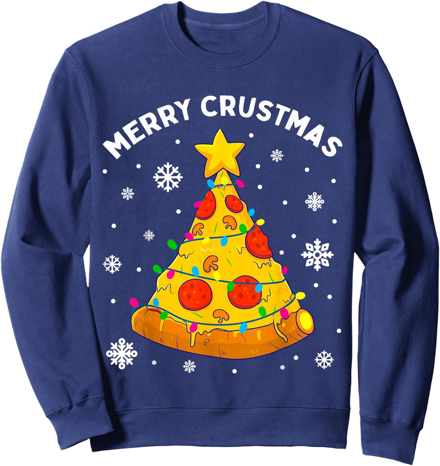 Merry Crustmas Pizza Christmas Tree Xmas Gifts Kids Men Sweatshirt - Sweatshirt | Navy
