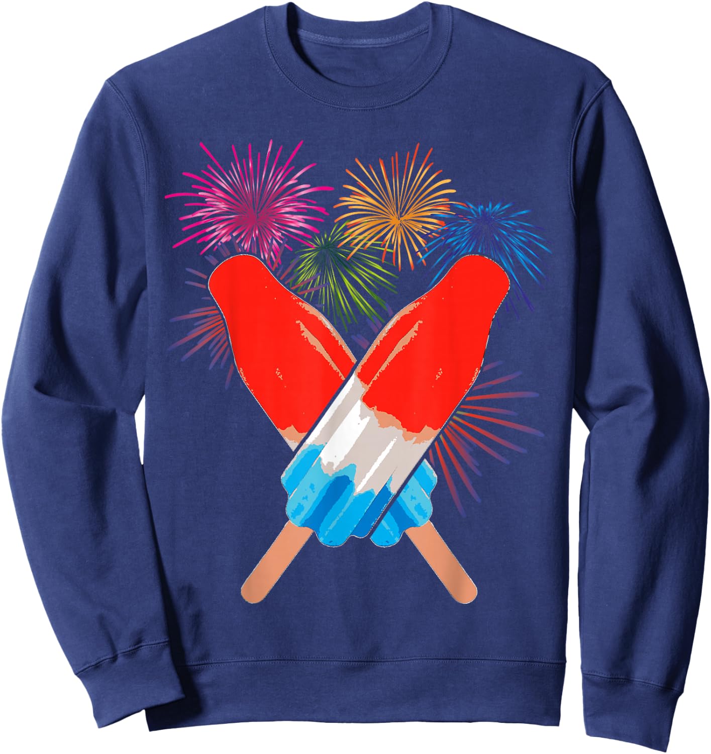 Memorial Day 4th of July Holiday Patriotic Rocket Pop Sweatshirt - Sweatshirt | Navy