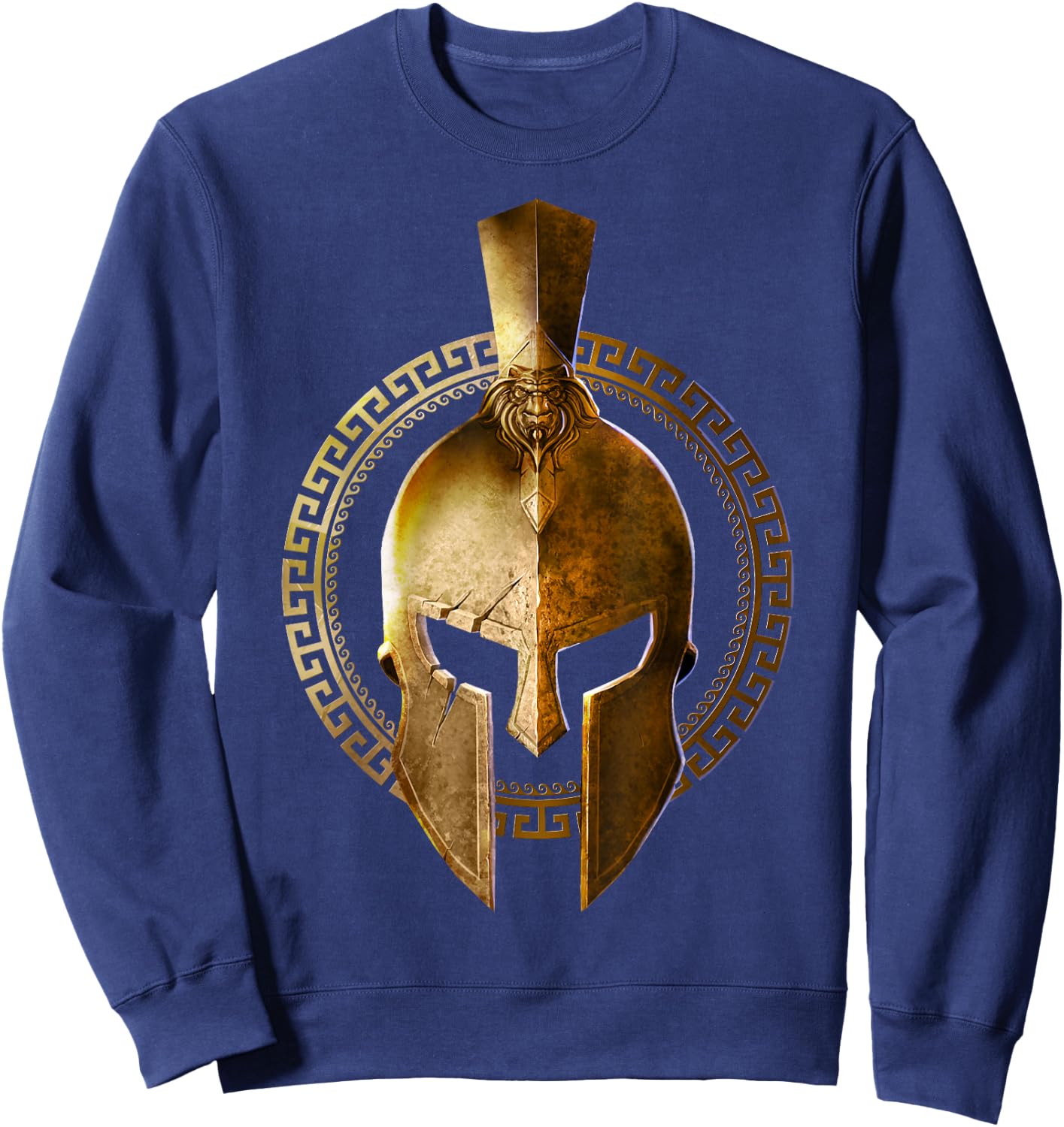 Golden Spartan Helmet Warrior Gladiator Gym - Workout Sweatshirt - Sweatshirt | Navy
