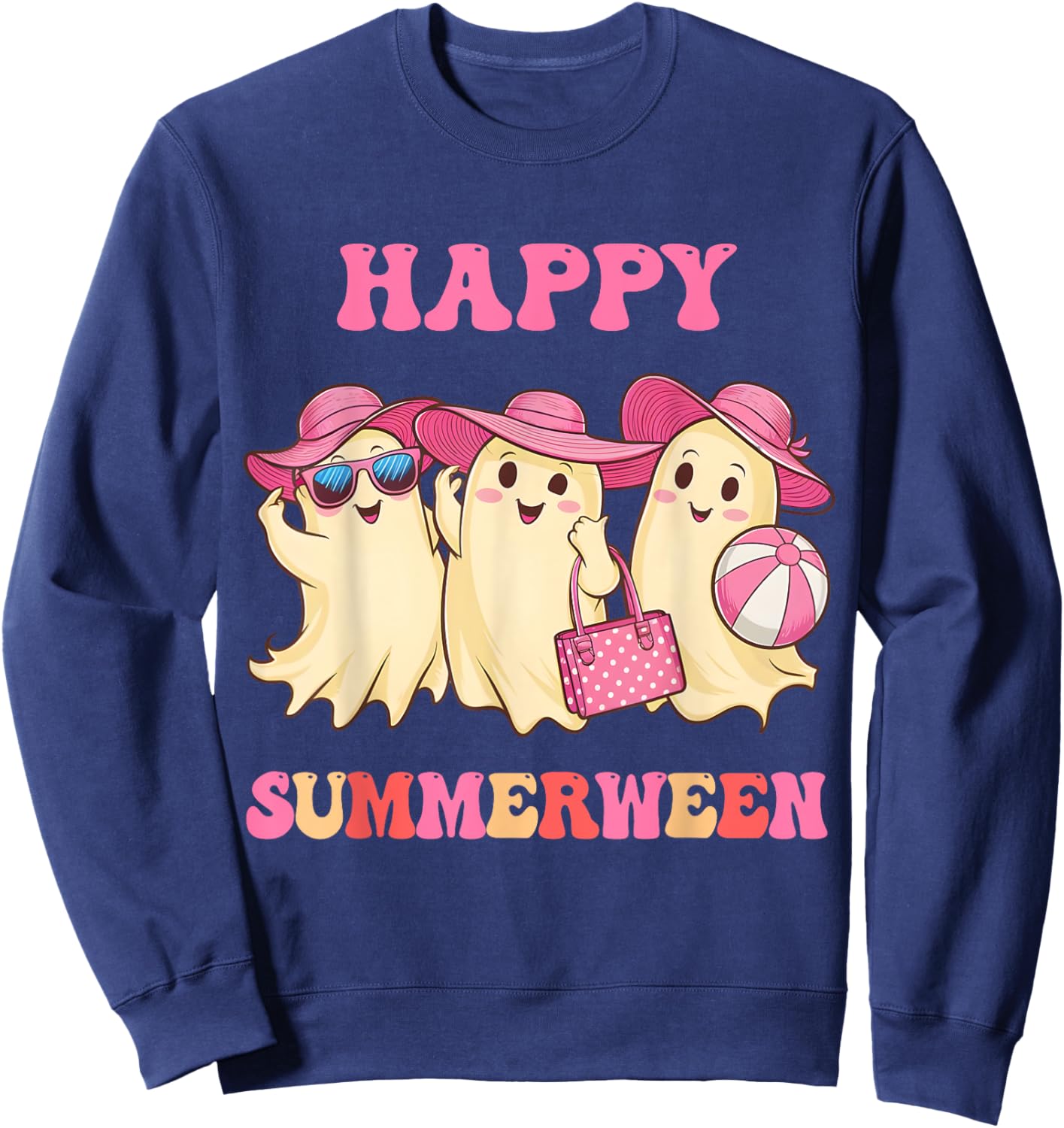 Happy Summerween Summer Halloween Costumes Ghost Lovers Sweatshirt - Sweatshirt | Navy