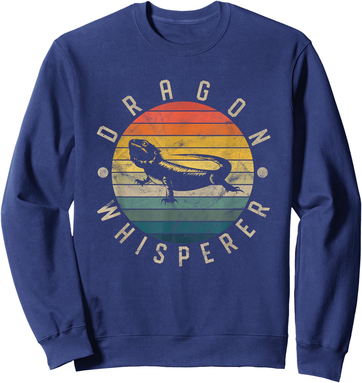 Bearded Dragon Whisperer Vintage Sunset Lizard Reptile Sweatshirt - Sweatshirt | Navy
