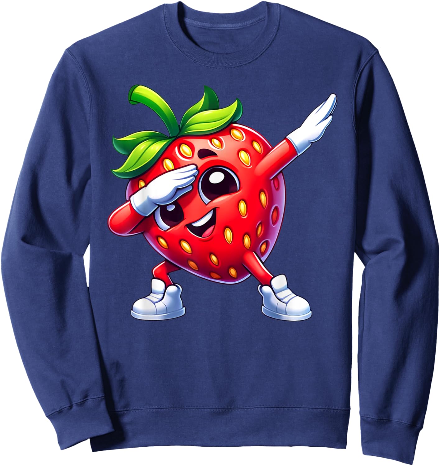 Dabbing Strawberry Funny Fruit Lover Print Sweatshirt - Sweatshirt | Navy