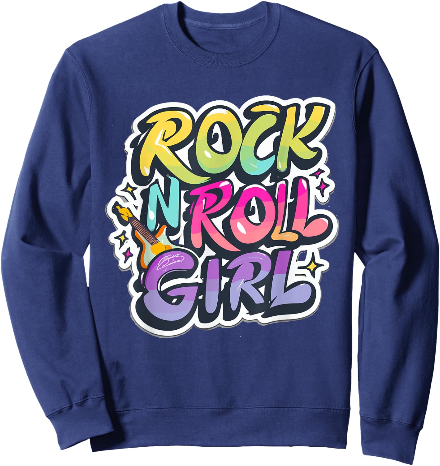 Band Shirts for Kids Rock N Roll Girl Rock and Roll Costume Sweatshirt - Sweatshirt | Navy