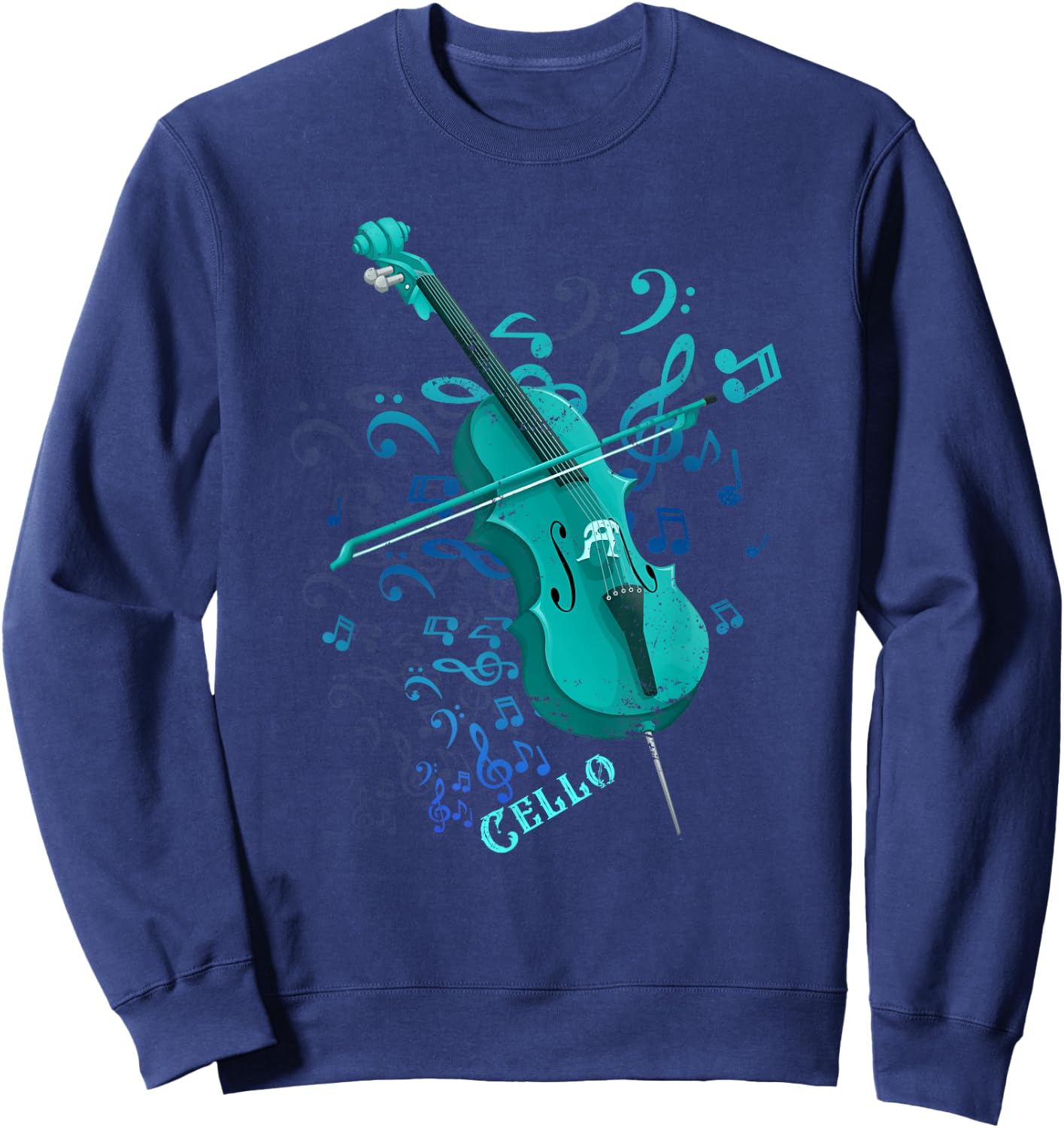 Music Notes Treble Clef Cellist Gift Orchestra Cello Sweatshirt - Sweatshirt | Navy