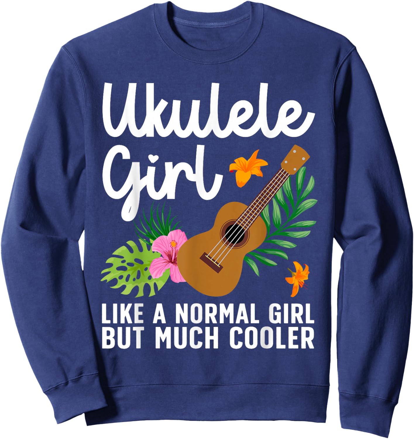 Funny Ukulele Design Girls Kids Guitar Uke Lovers Sweatshirt - Sweatshirt | Navy