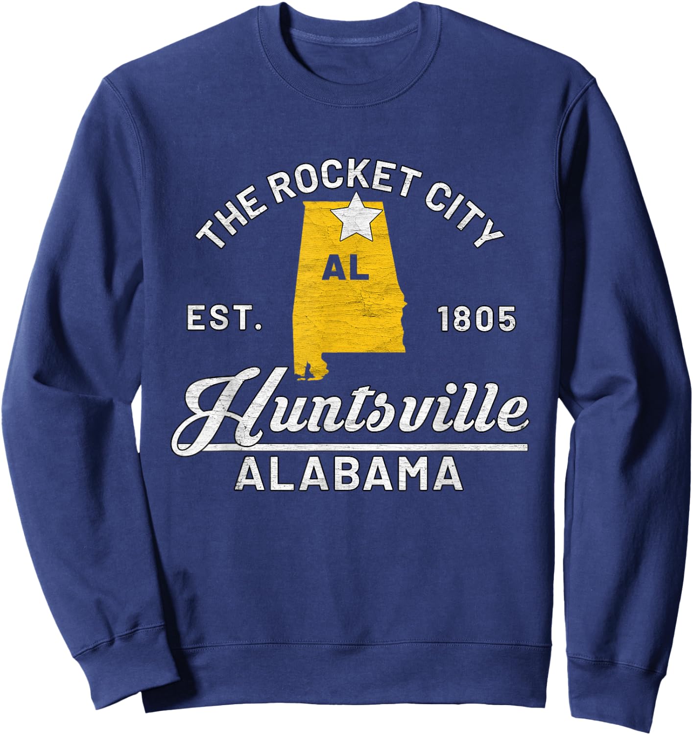 Huntsville Alabama Al Vintage The Rocket City Souvenir Gift Sweatshirt - Sweatshirt | Navy