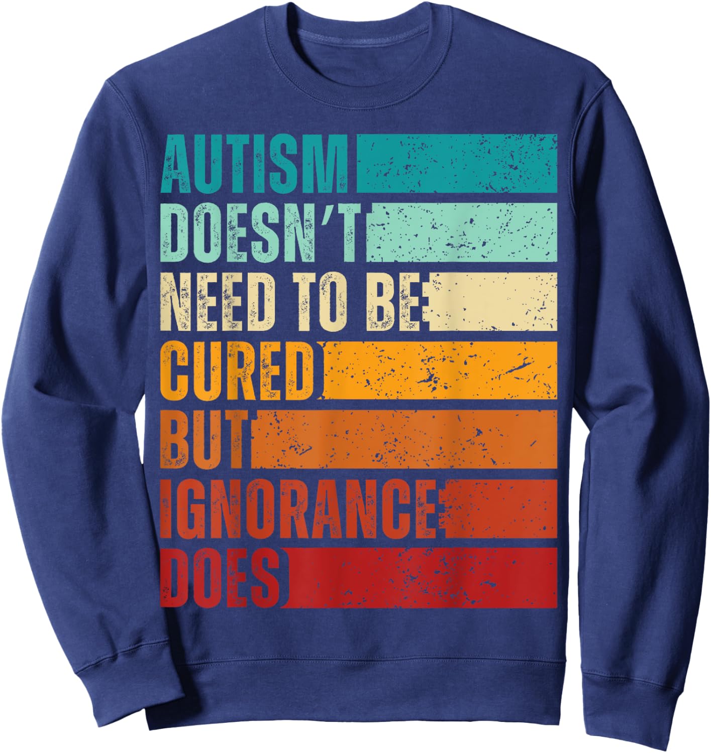 Autism Awareness Acceptance Ban Ignorance Mommy Shark Sweatshirt - Sweatshirt | Navy
