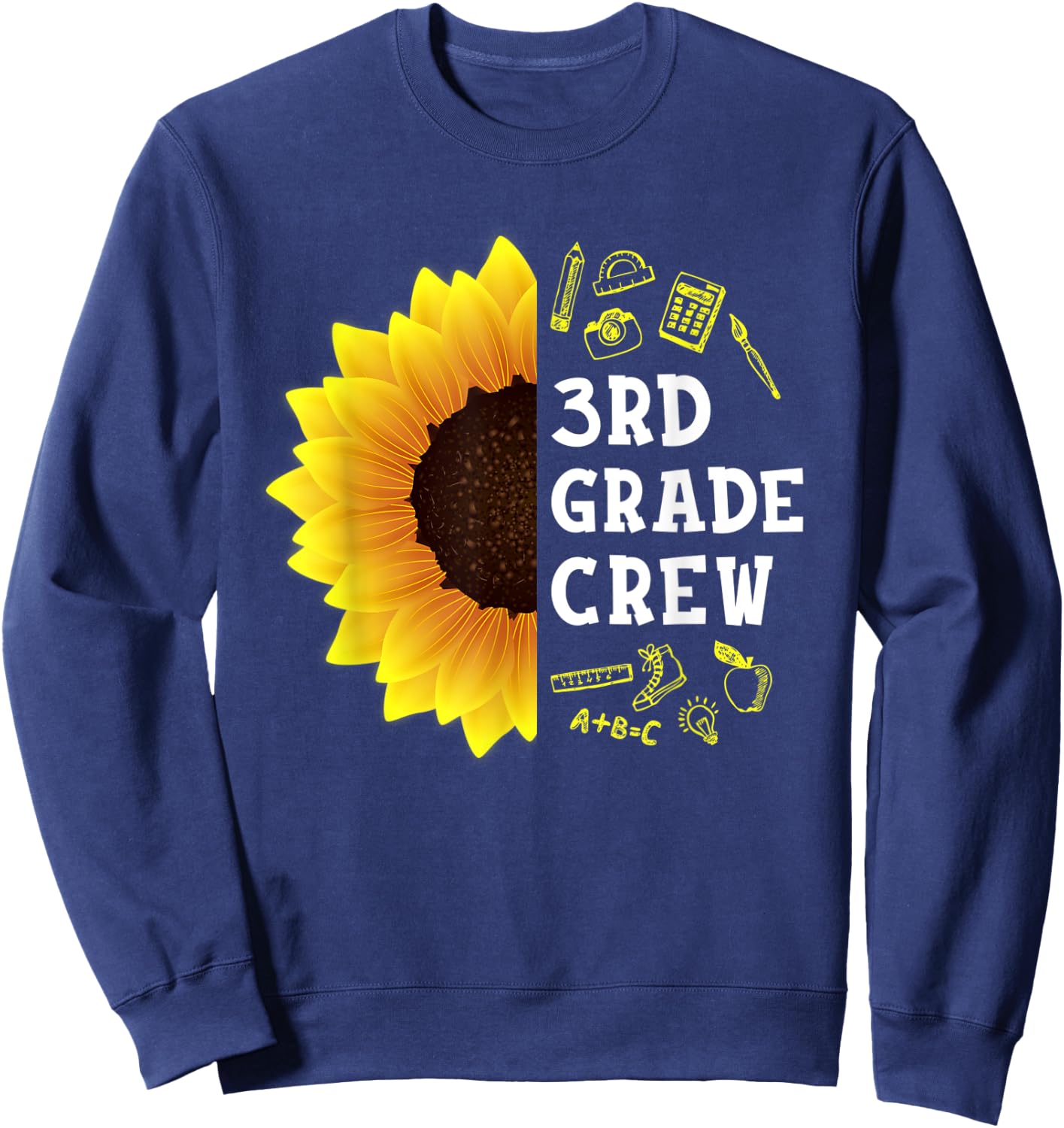 Sunflower 3rd Grade Crew Students Kids Team Back To School Sweatshirt - Sweatshirt | Navy
