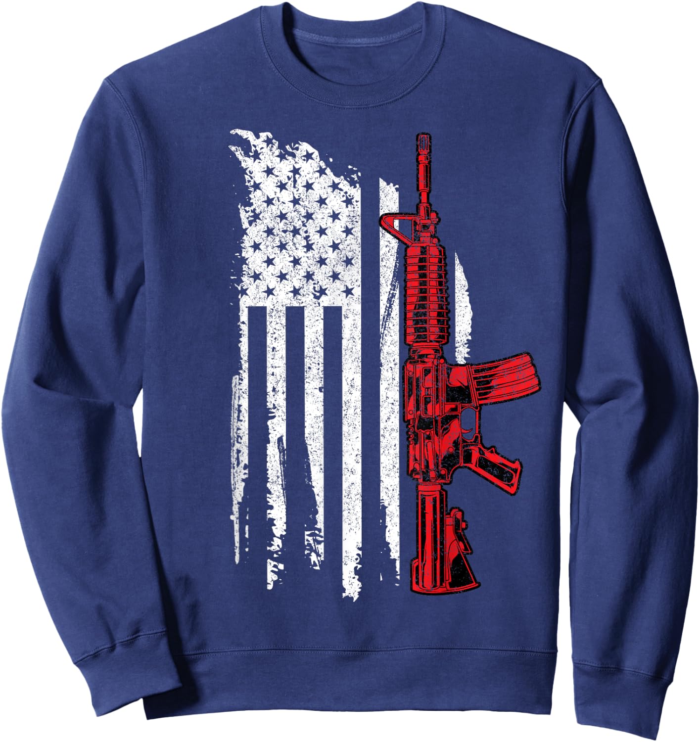 AR-15 Assault Rifle USA Flag Gun T Thin Red Line Men Sweatshirt - Sweatshirt | Navy