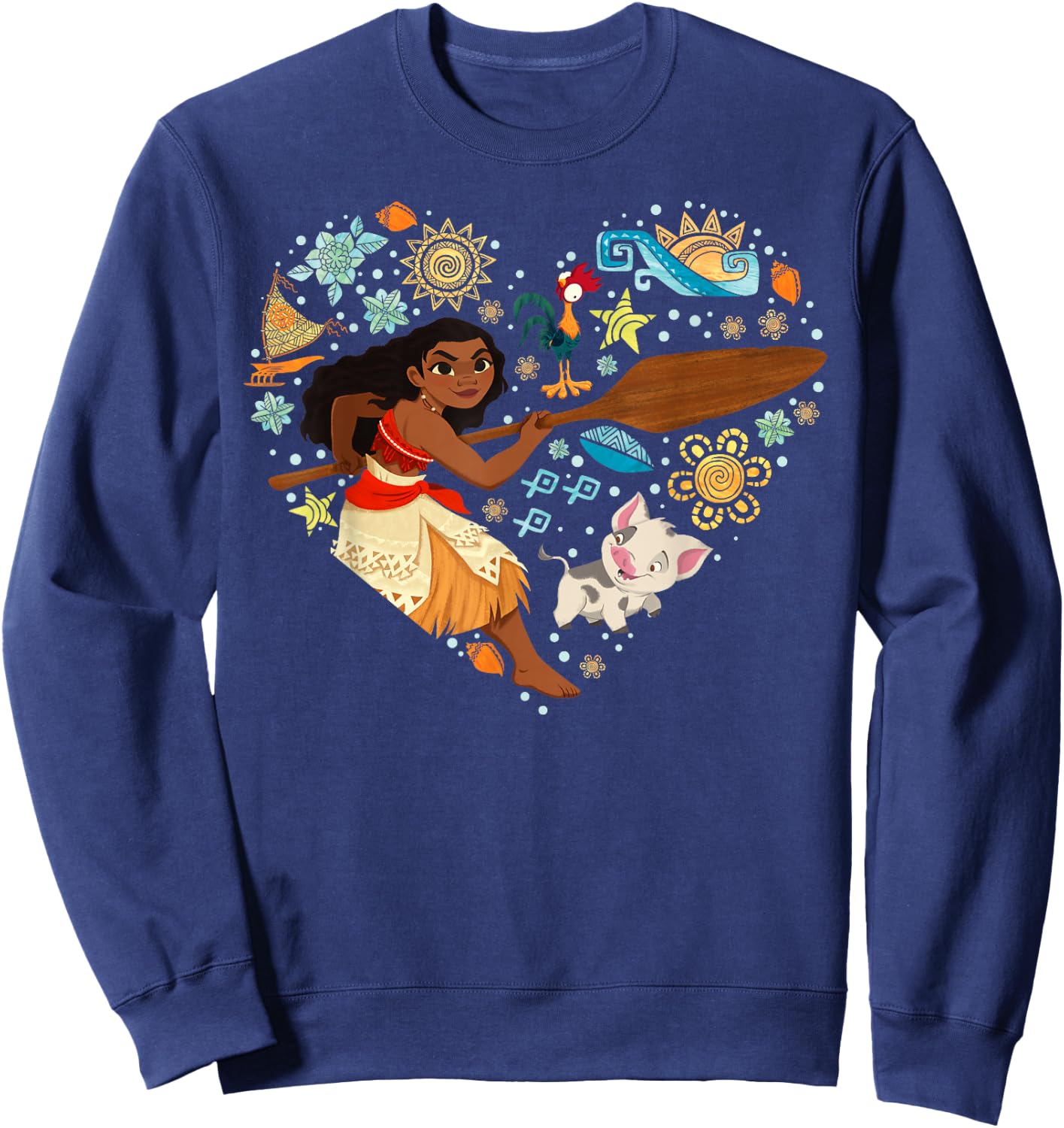 Disney Princess Moana HEI HEI Pua Collage Heart Small Sweatshirt - Sweatshirt | Navy