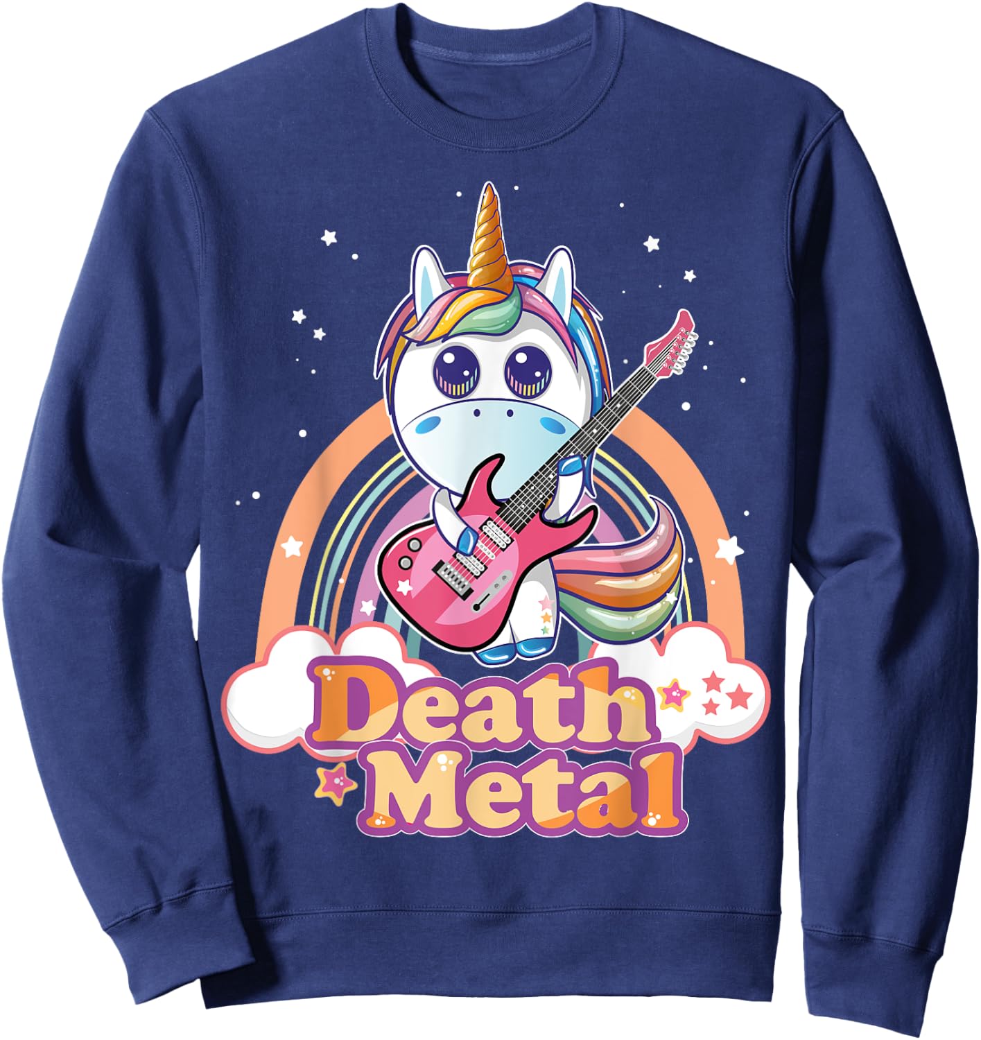 Cute Death Metal Unicorn Hard Rock Heavy Metal Music Sweatshirt - Sweatshirt | Navy