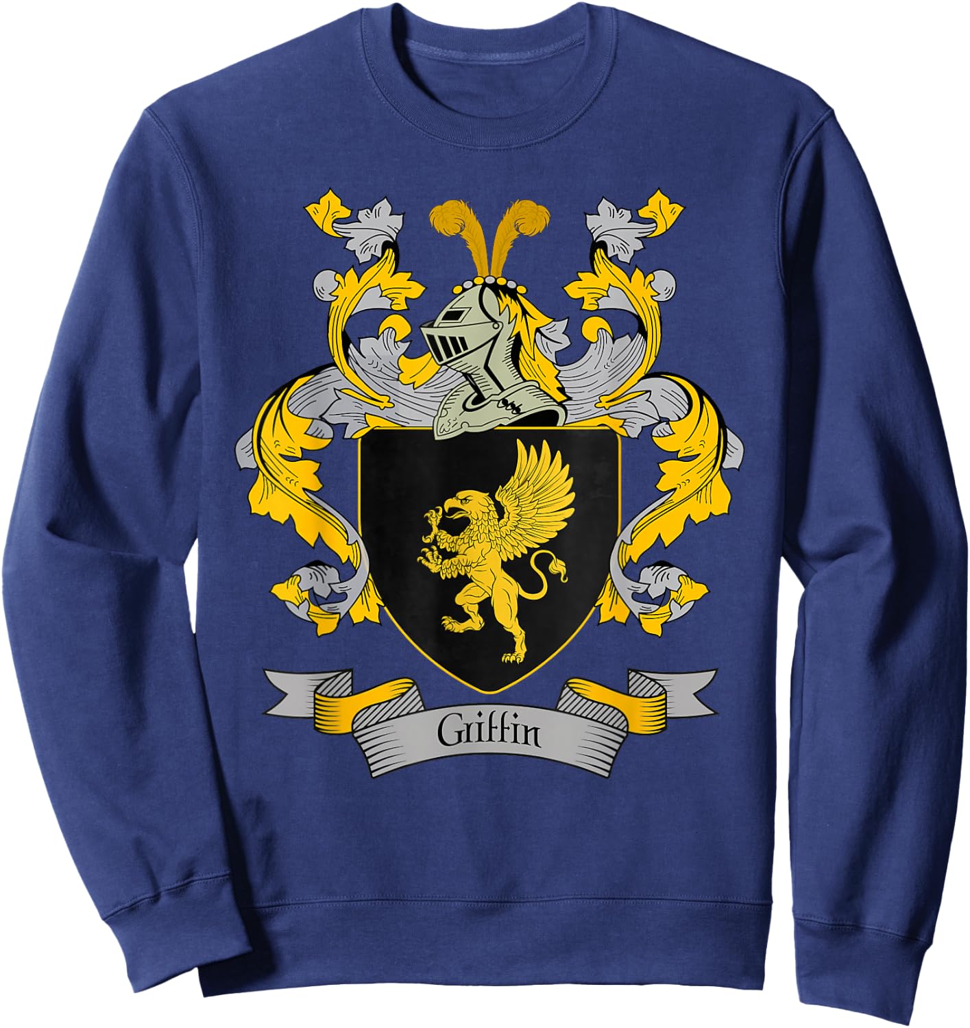 Griffin Coat of Arms | Griffin Surname Family Crest Sweatshirt - Sweatshirt | Navy