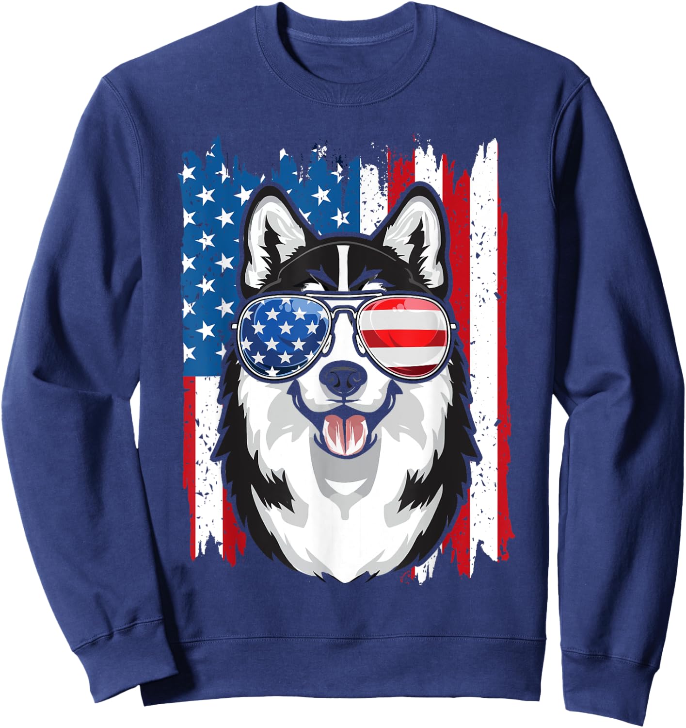 Husky 4th of July Men Siberian Husky Dog Love Owner Huskies Sweatshirt - Sweatshirt | Navy