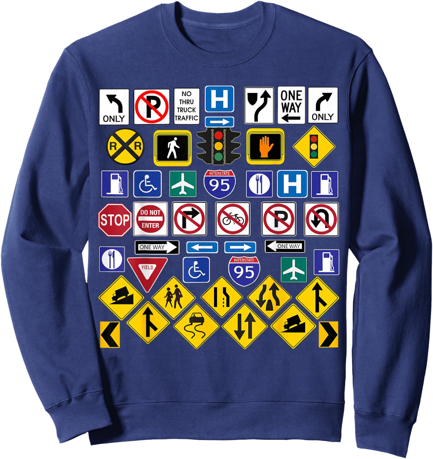 Road Signs, Warning Signs Sweatshirt - Sweatshirt | Navy