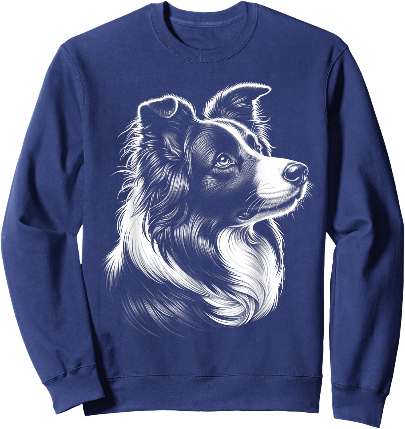 Cute Border Collie Head as a Chic Portrait from the Side Sweatshirt - Sweatshirt | Navy