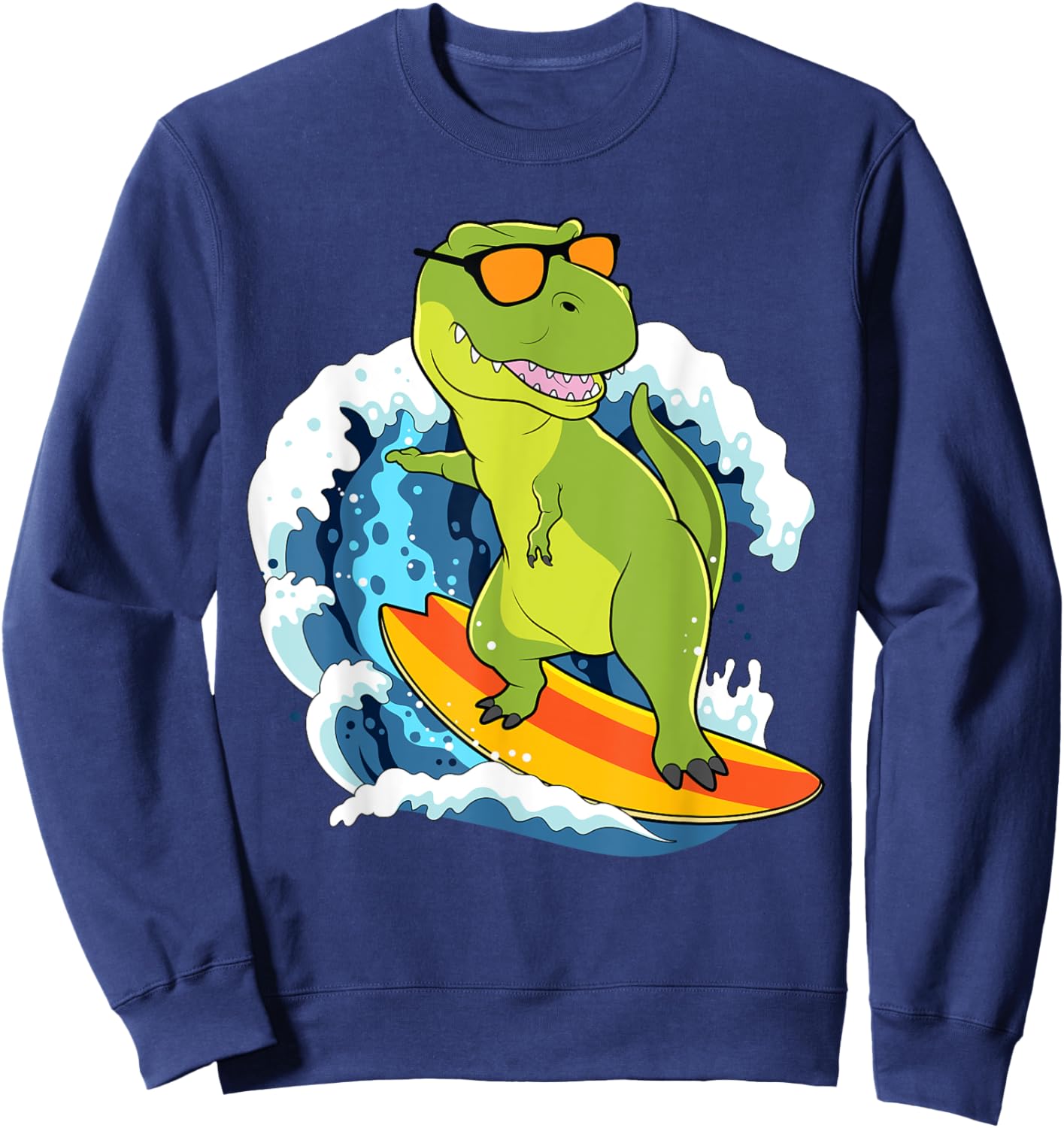 Dinosaur Shirt Funny Hawaii T-Rex Dinosaur Surfing Dino Surf Sweatshirt - Sweatshirt | Navy