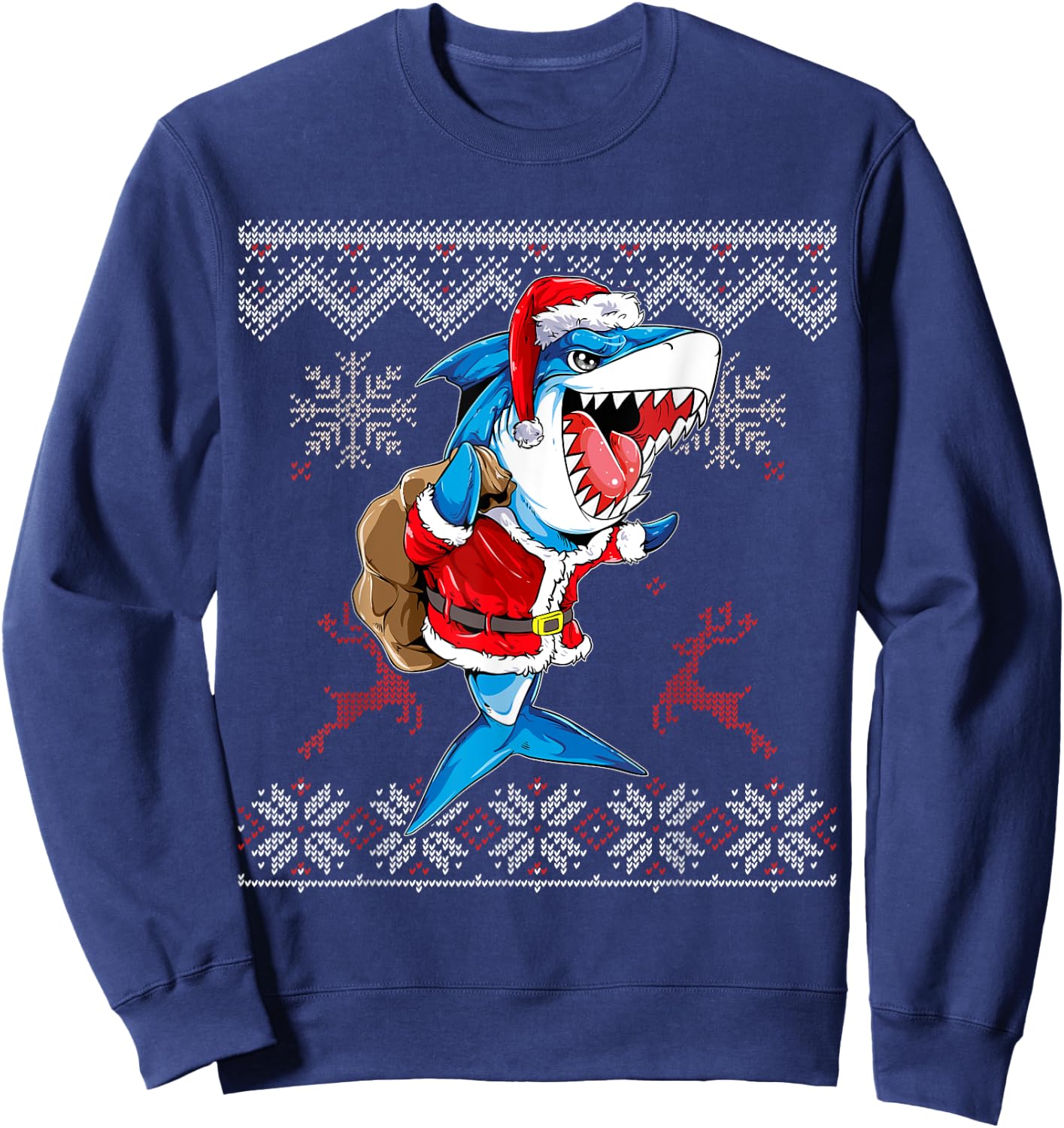 Christmas Shark Jawlly Santa Merry Xmas Sharkmas Baking Sweatshirt - Sweatshirt | Navy