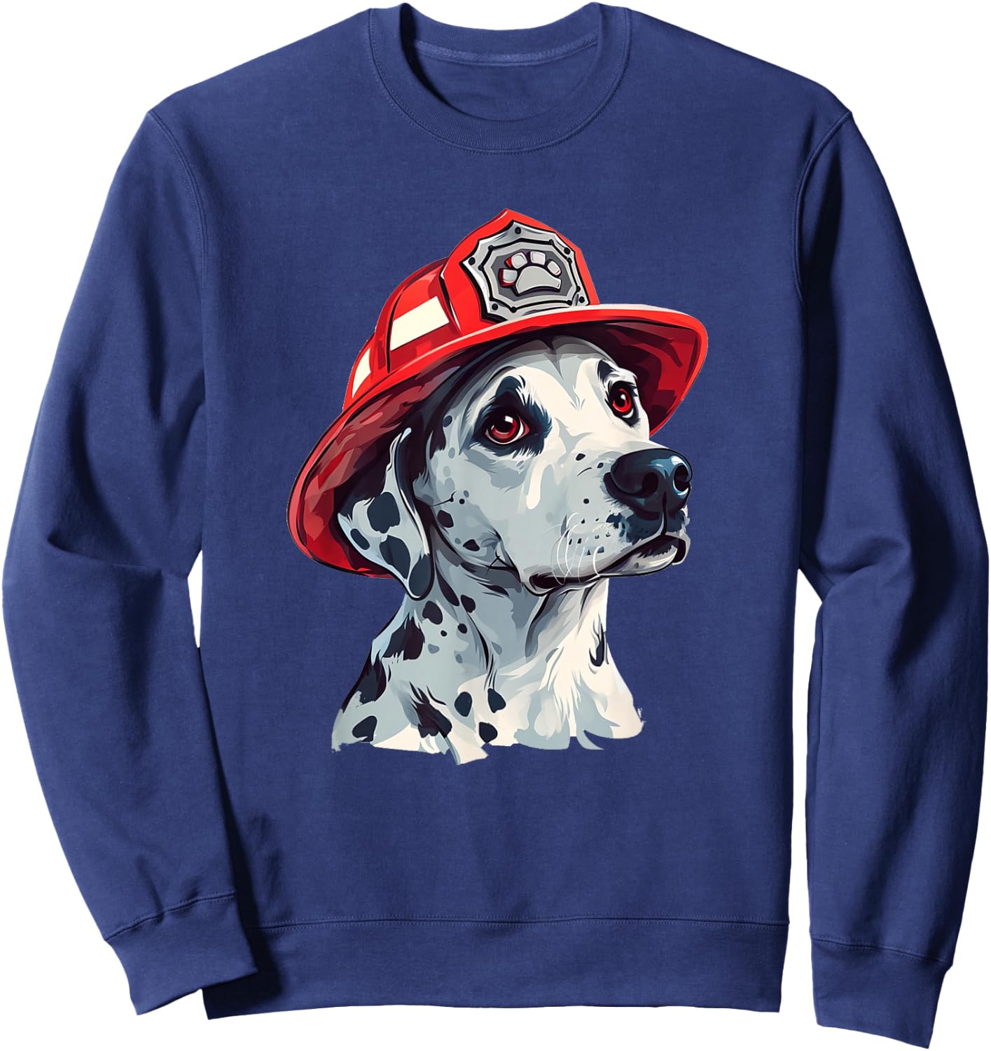 Dalmatian Firehouse Dog Firefighter Hat Fireman Dog Sweatshirt - Sweatshirt | Navy