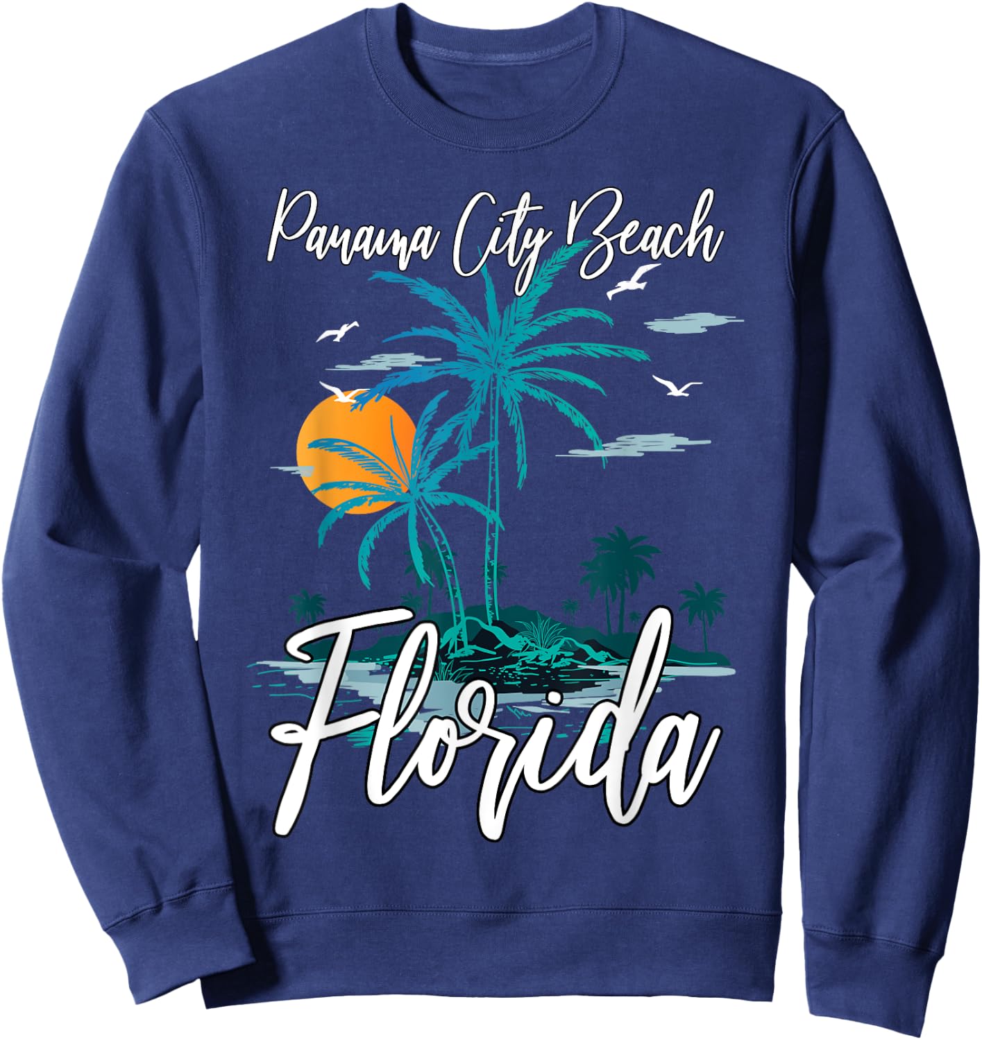 Family Vacation Retro Sunset Florida Panama City Beach Men Women Girls Kids Sweatshirt - Sweatshirt | Navy