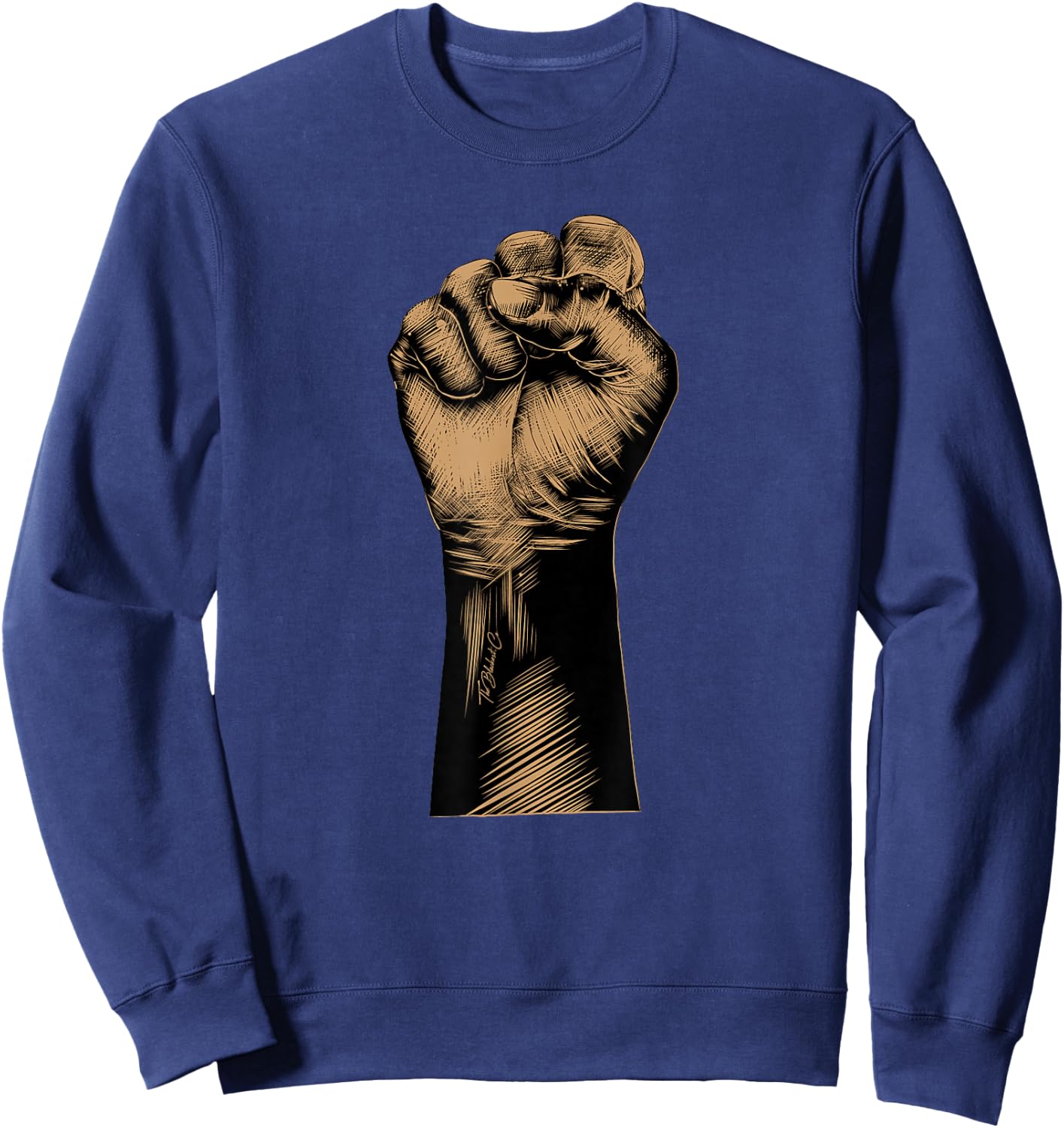Raised Fist Black Power African American BLM Protest Small Sweatshirt - Sweatshirt | Navy