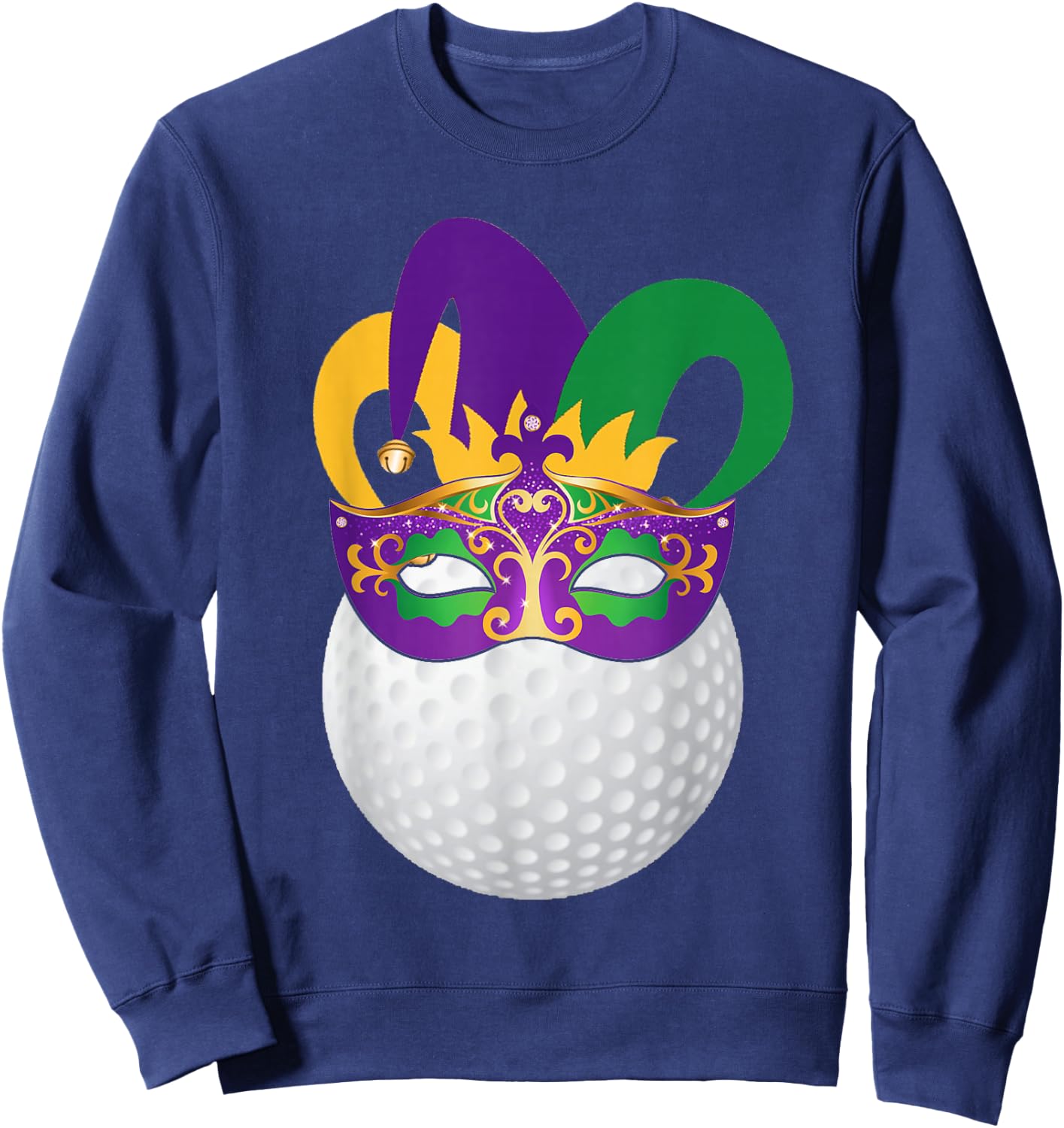 Golf Wearing Mardi Gras Carnival Mask Golf Lover Sweatshirt - Sweatshirt | Navy