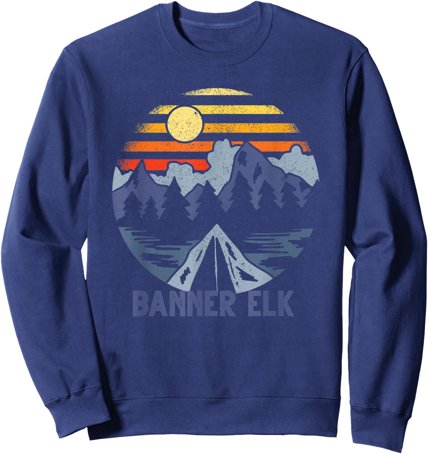 Banner Elk, North Carolina Blue Ridge Mountains Camping Sweatshirt - Sweatshirt | Navy