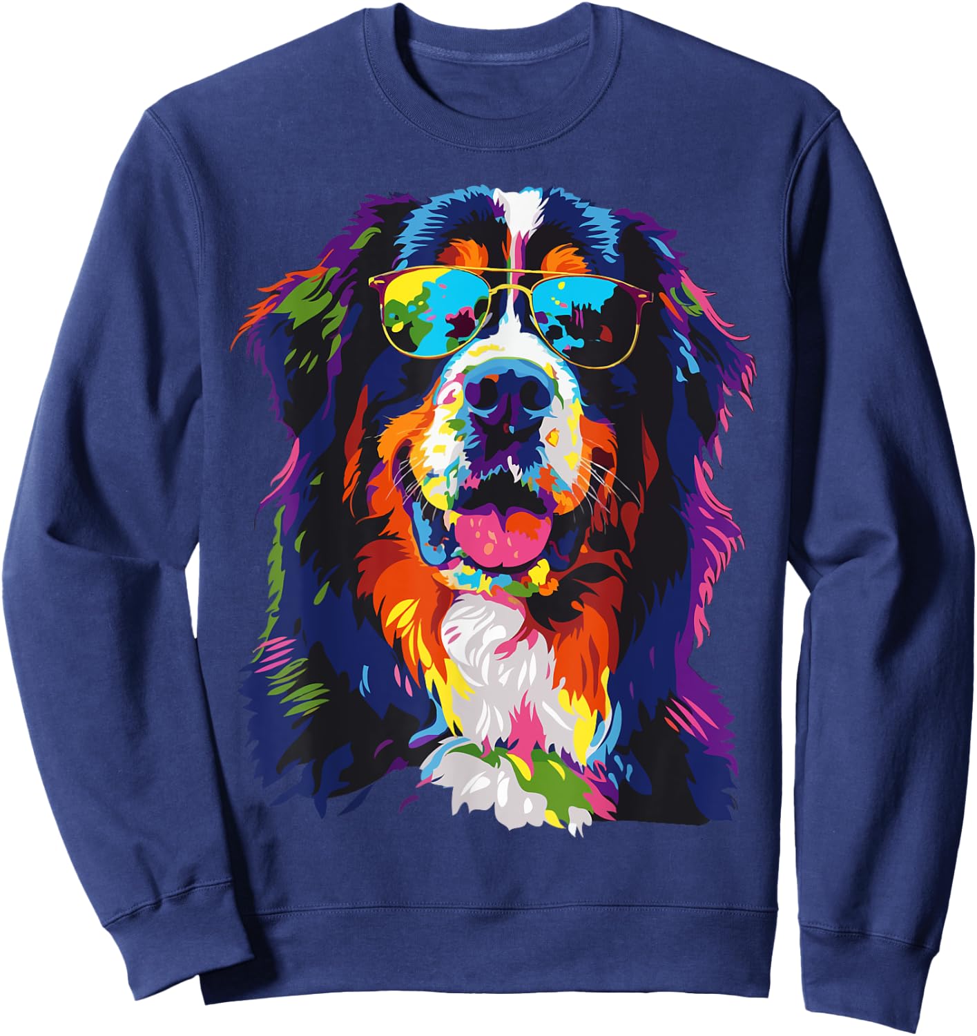 Bernese Mountain Dog Lover Pop Art Funny Mountain Dog Sweatshirt - Sweatshirt | Navy