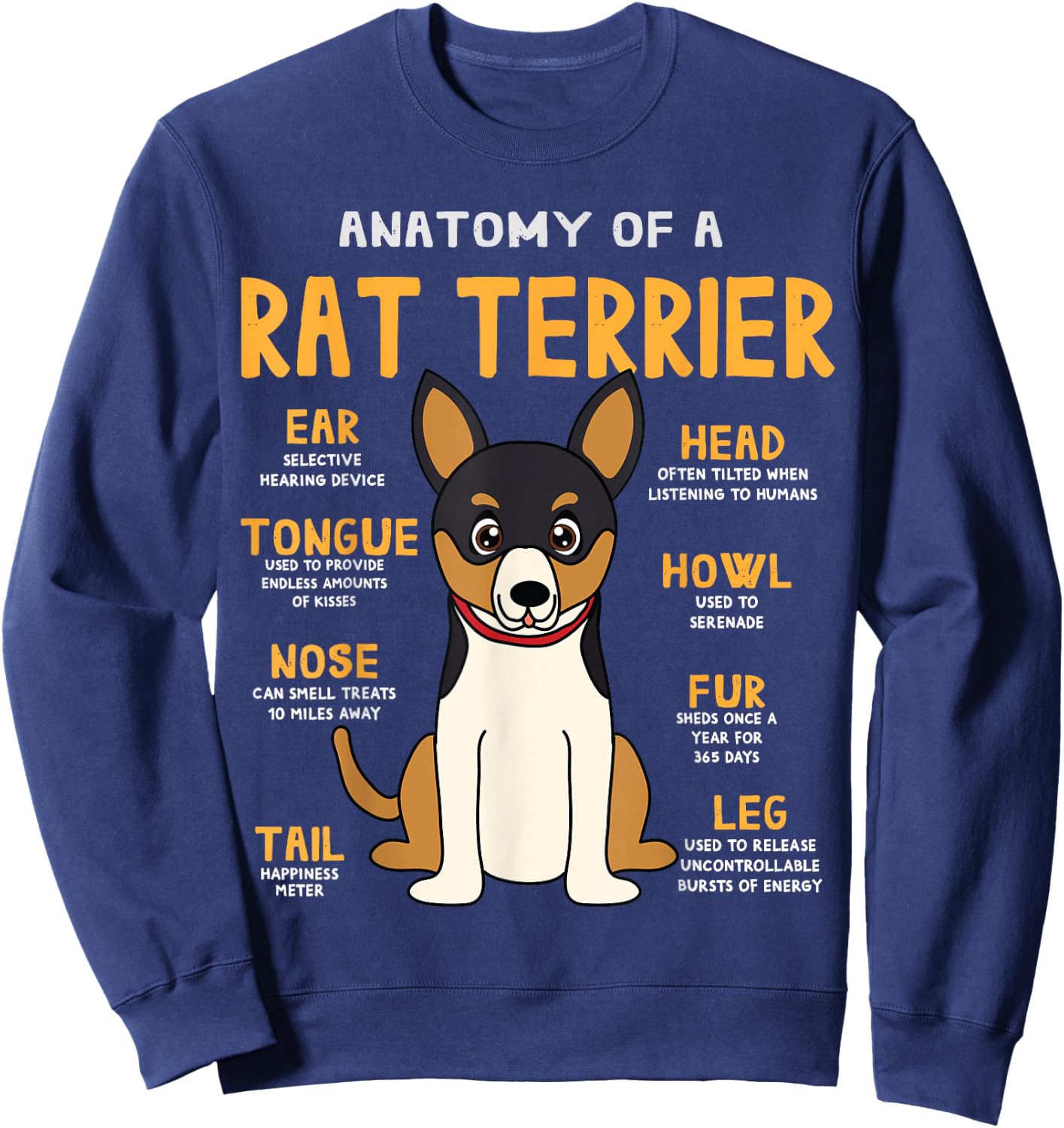 Rat Terrier Anatomy Funny Dog Mom Dad Gift Sweatshirt - Sweatshirt | Navy