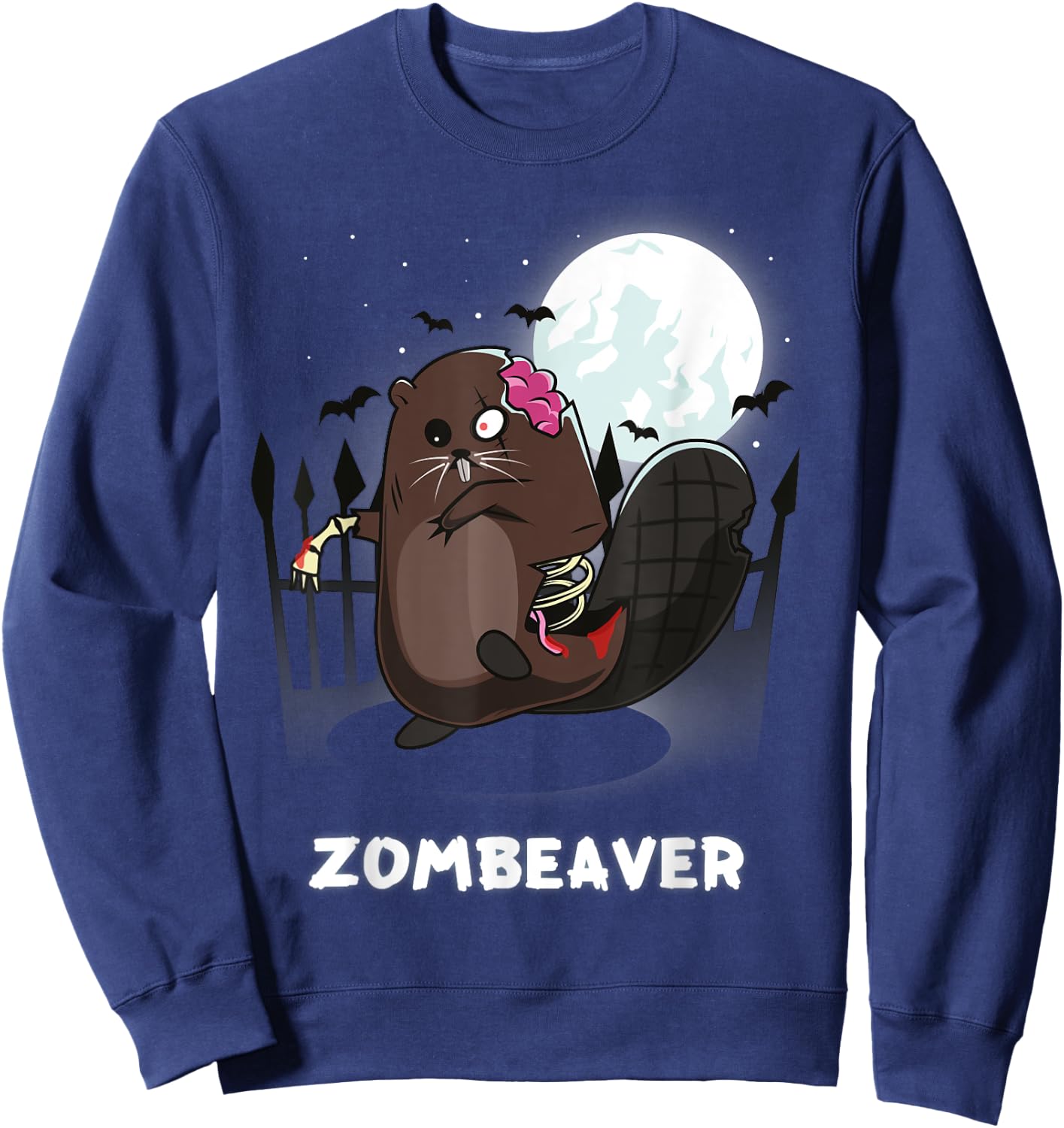 Beaver Lover Zombeaver Pun Sweatshirt - Sweatshirt | Navy