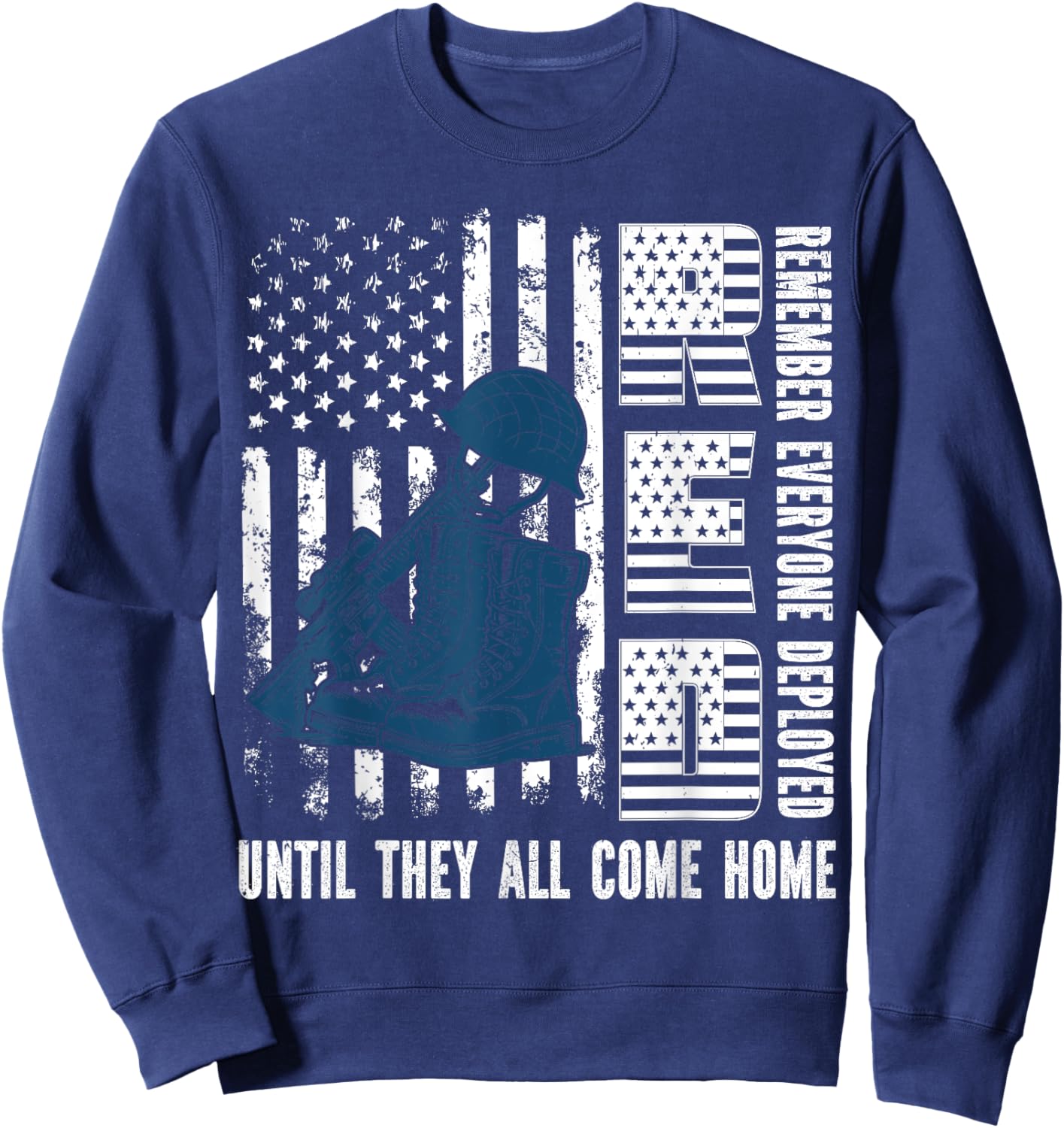 Red Friday Military We Wear Red Support Our troops US Flag Sweatshirt - Sweatshirt | Navy