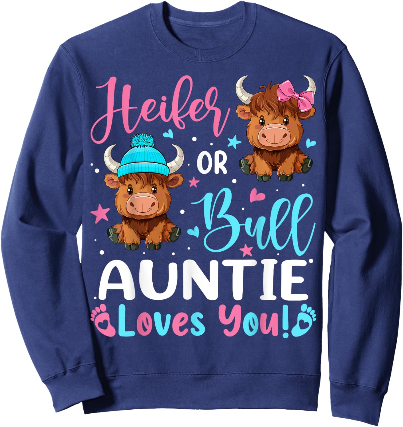 Bull or Heifer Auntie Loves You Highland Cow Lover Sweatshirt - Sweatshirt | Navy