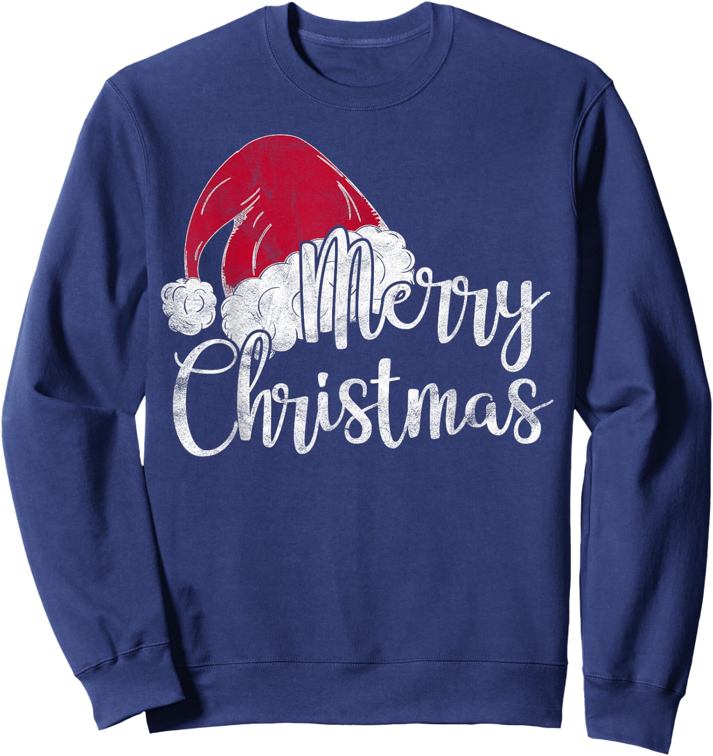 Merry Christmas Cute Santas Hat Funny Mom Xmas Gift Sweatshirt - Sweatshirt | Navy
