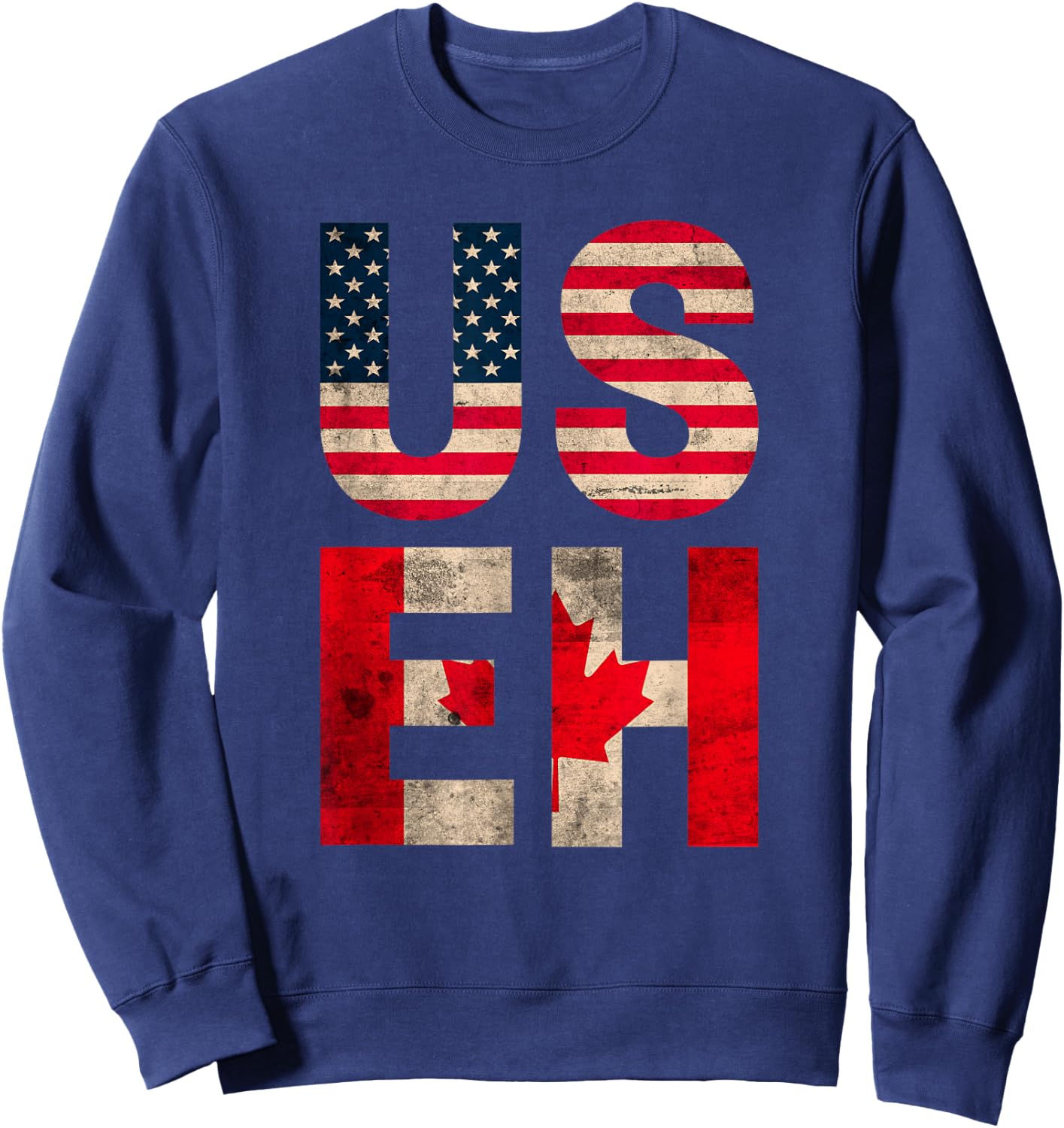 US EH USA CANADA Flag retro vintage men women boys girls kid Sweatshirt - Sweatshirt | Navy