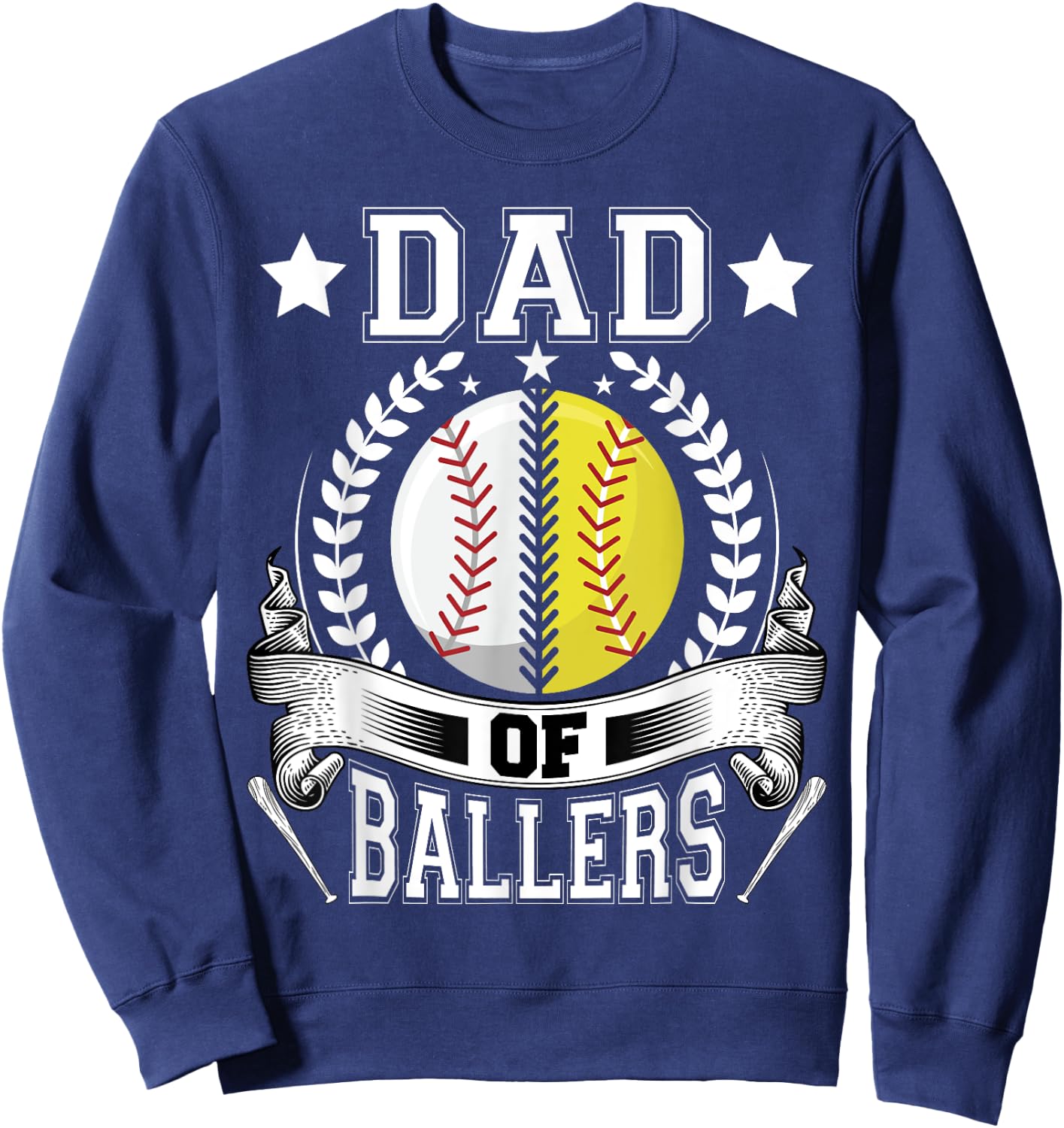 Dad of Ballers Funny Baseball Funny Dad Softball Sweatshirt - Sweatshirt | Navy