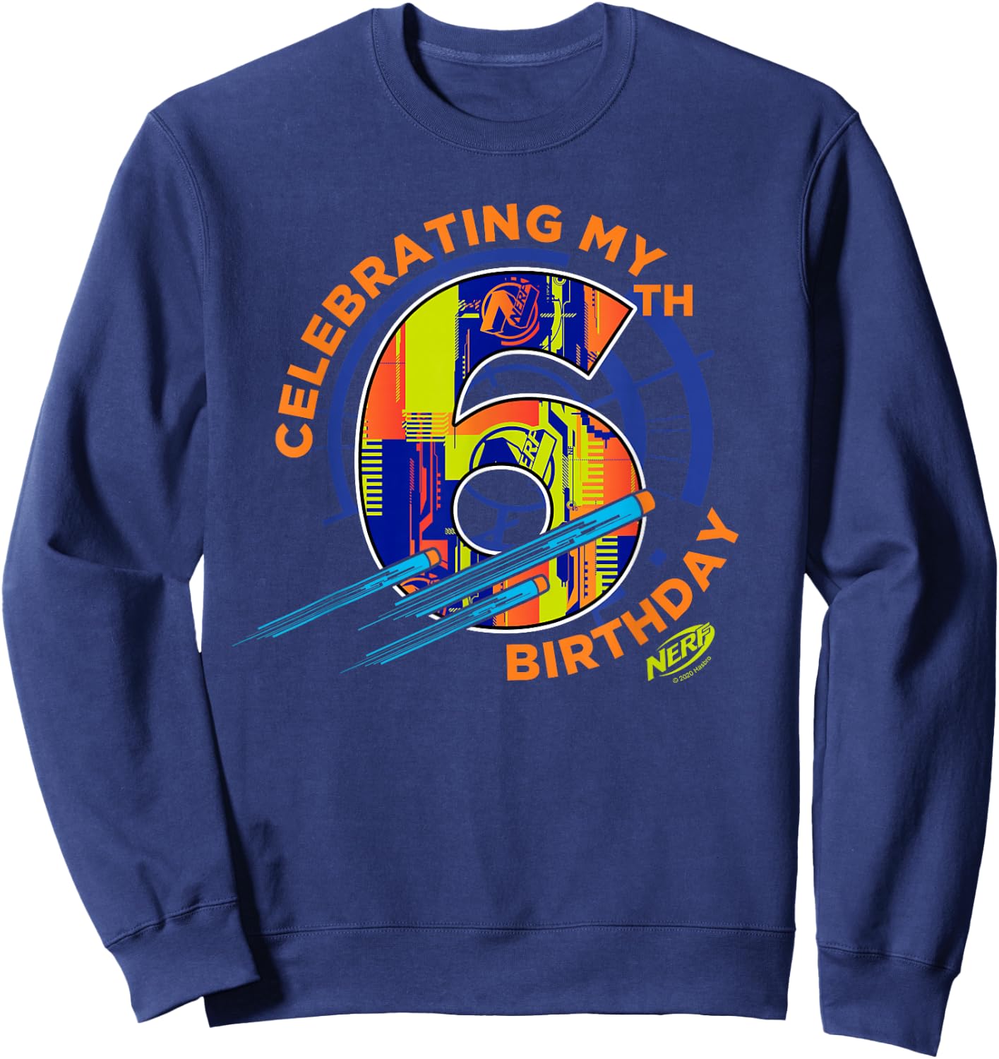 Nerf Celebrating My 6th Birthday Small Sweatshirt - Sweatshirt | Navy