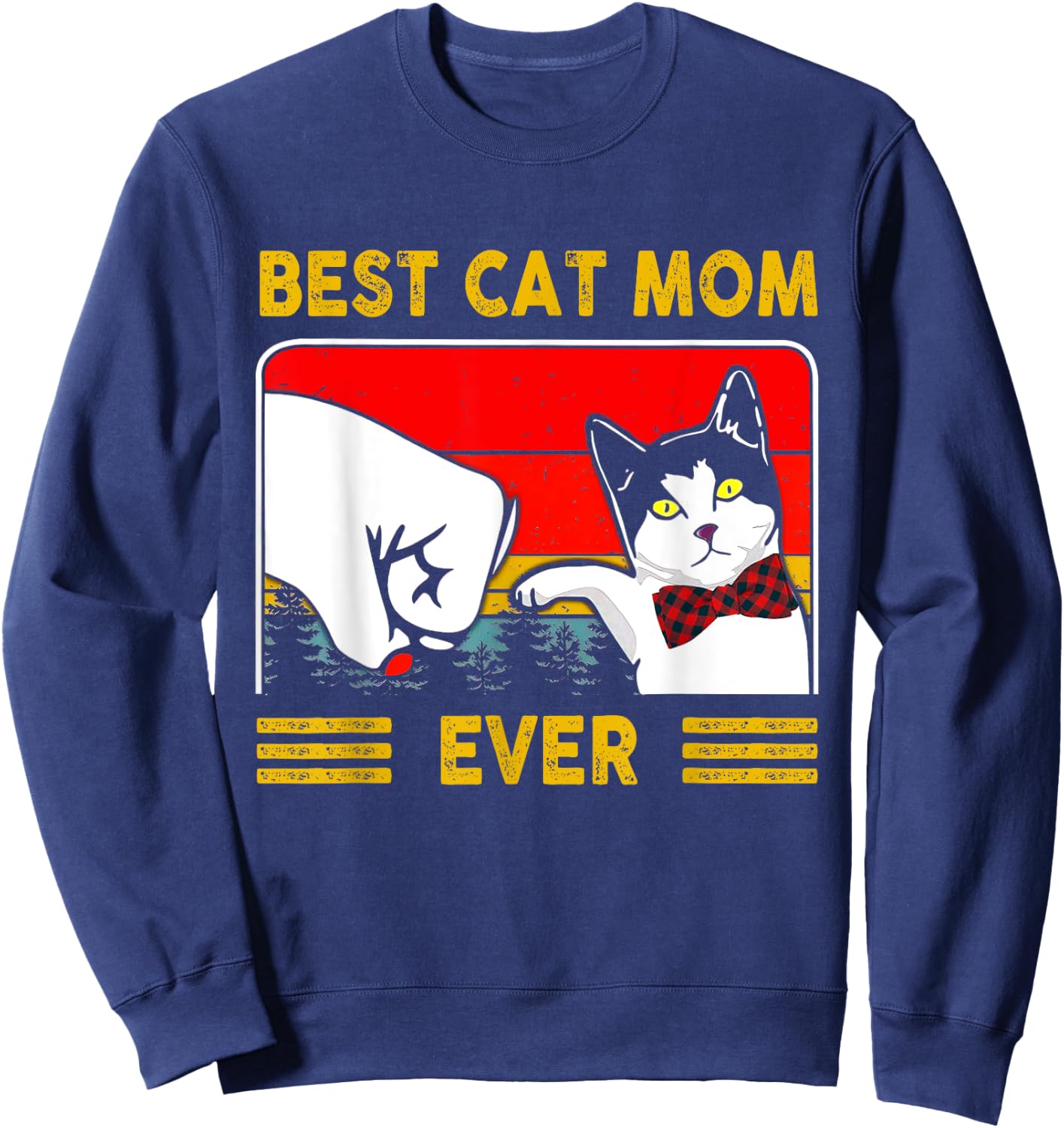 Retro Vintage Best Cat Mom Ever Mother's Day Gifts Sweatshirt - Sweatshirt | Navy