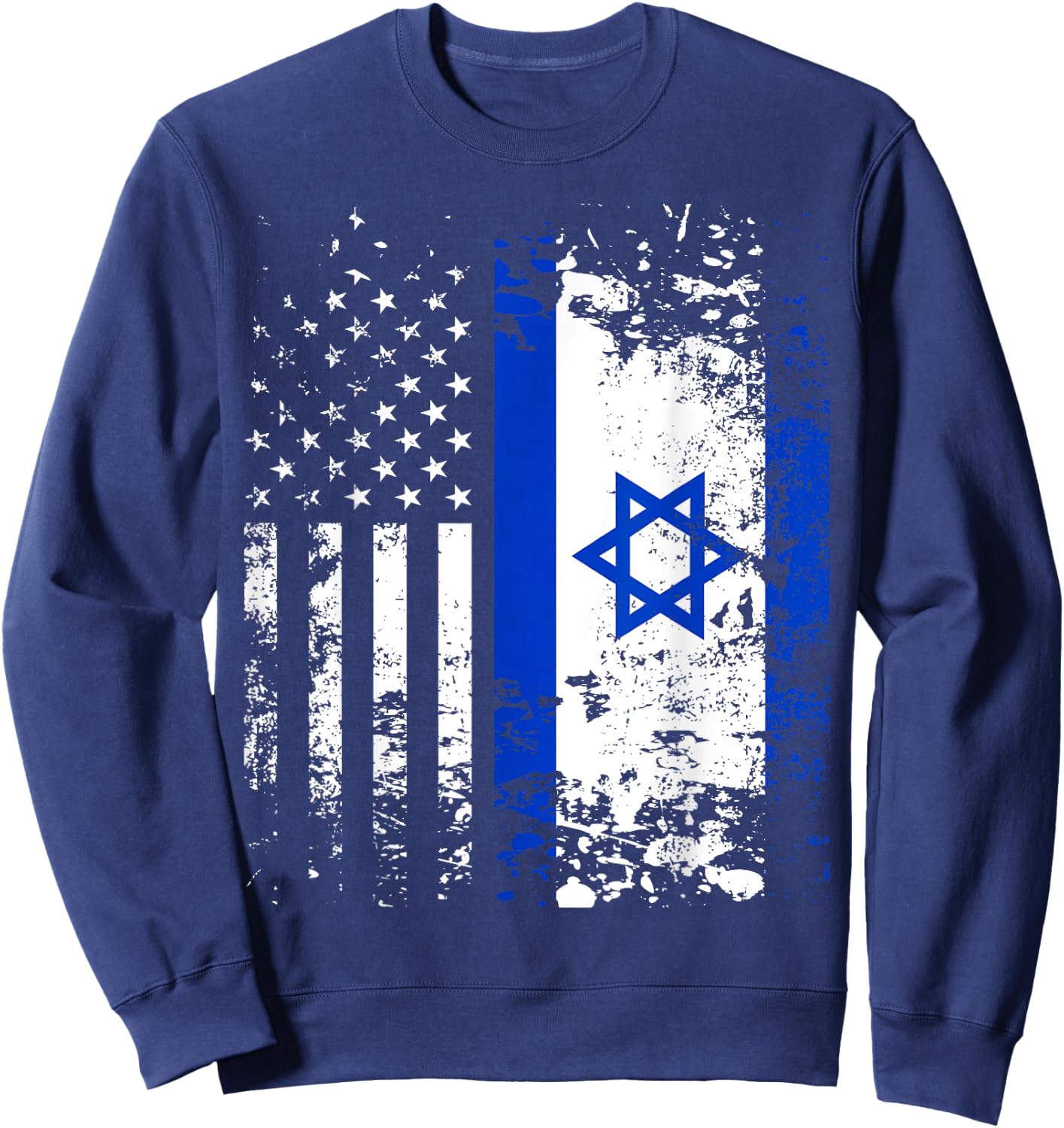 Proud Israeli USA Flag Patriotic Pride American Israel Flag Sweatshirt - Sweatshirt | Navy