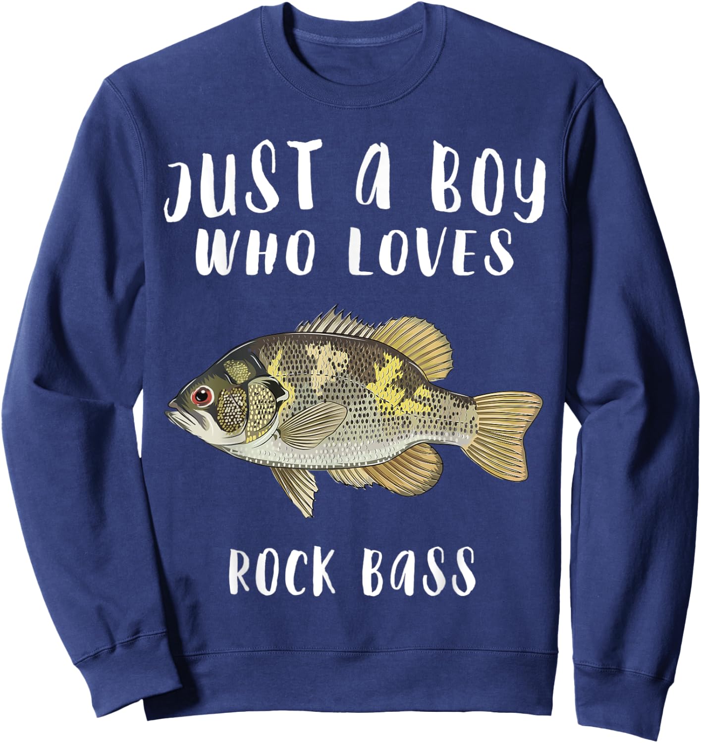 Just A Boy Who Loves Rock Bass Fish Lover Sweatshirt - Sweatshirt | Navy