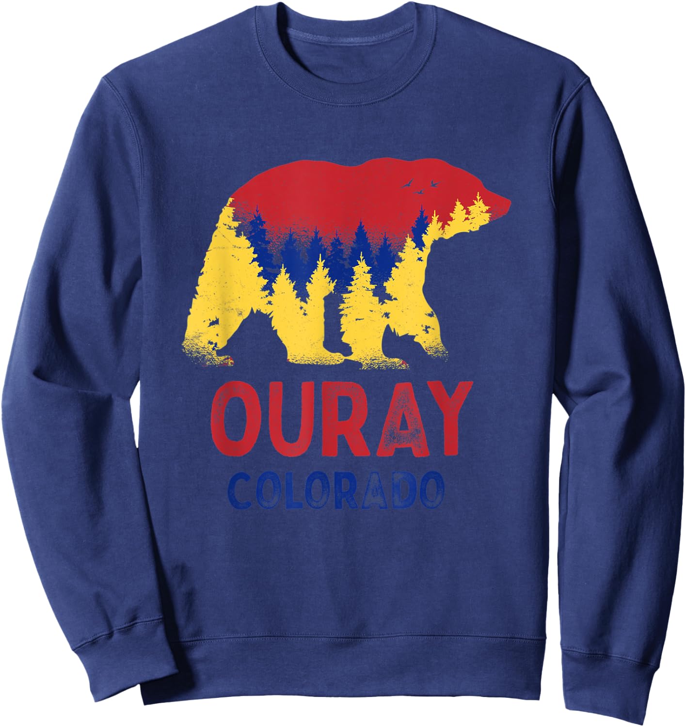 Ouray Colorado Rocky Mountains CO Black Mountain Bear Sweatshirt - Sweatshirt | Navy