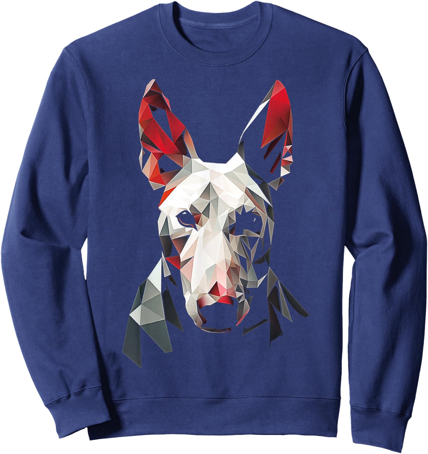 Bull Terrier Polygon Animal Pet Face Art Graphic Dog Women Kids Sweatshirt - Sweatshirt | Navy
