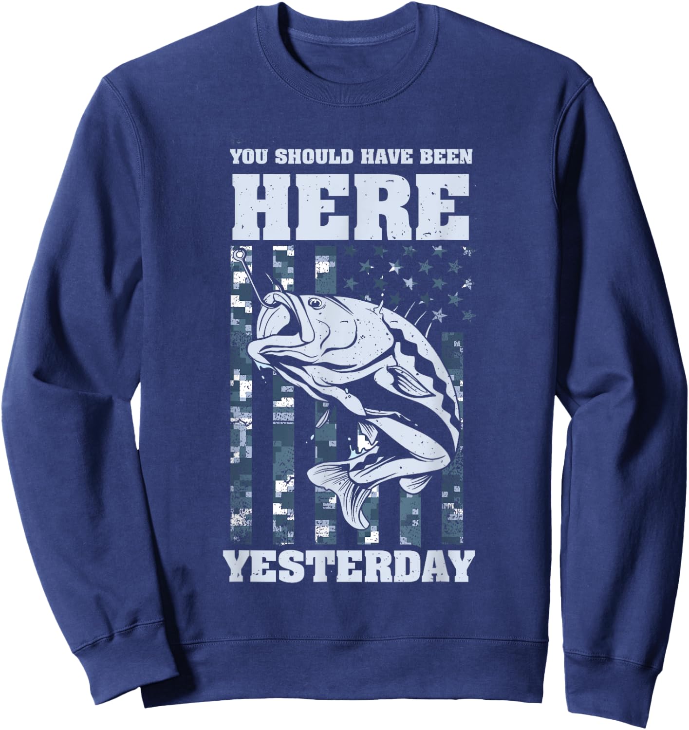 Should have been here Yesterday - Ice Fishing Tip Up Flag Sweatshirt - Sweatshirt | Navy