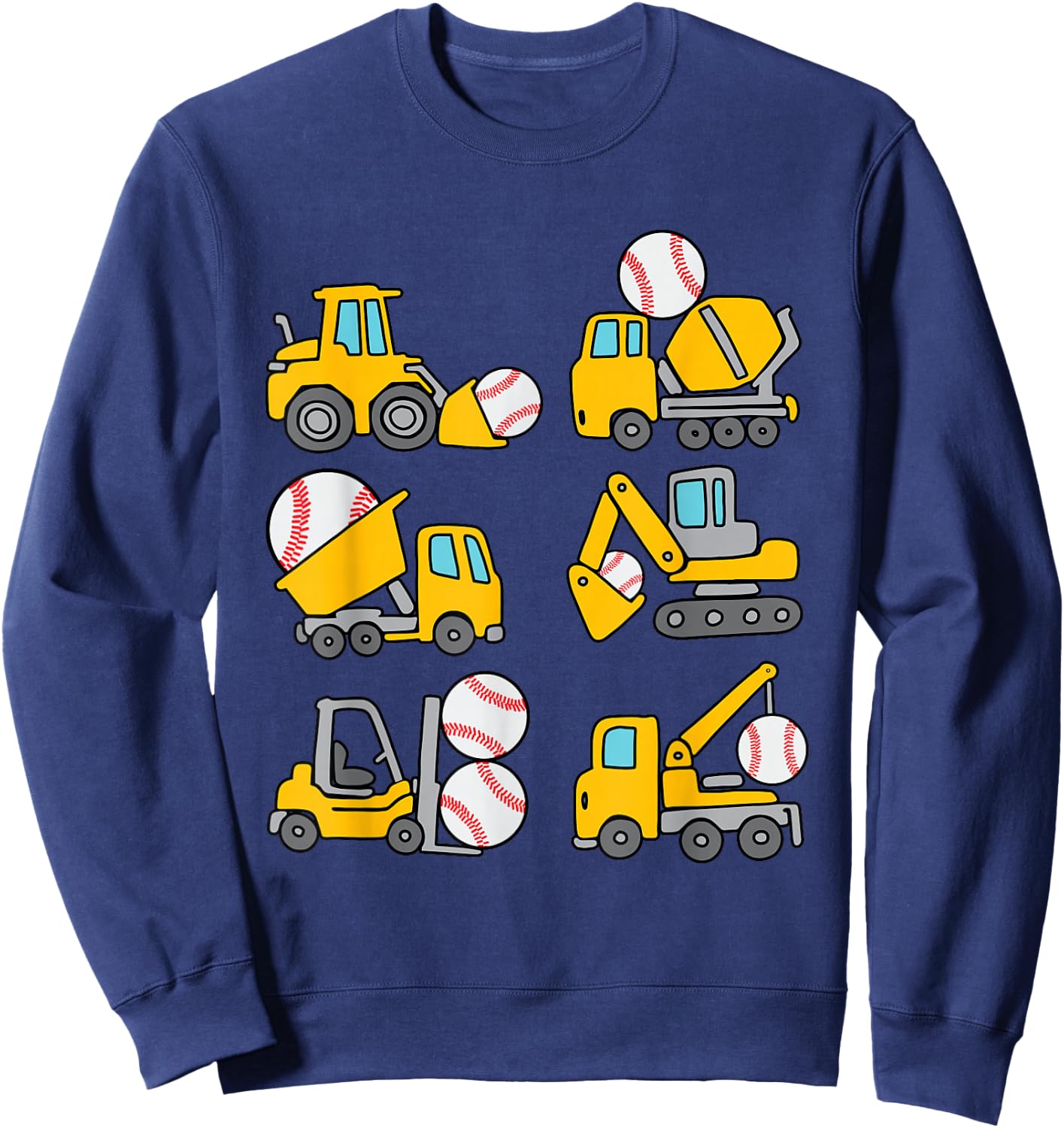 Baseball Diggers Kids Construction Trucks Toddler Boys Sweatshirt - Sweatshirt | Navy